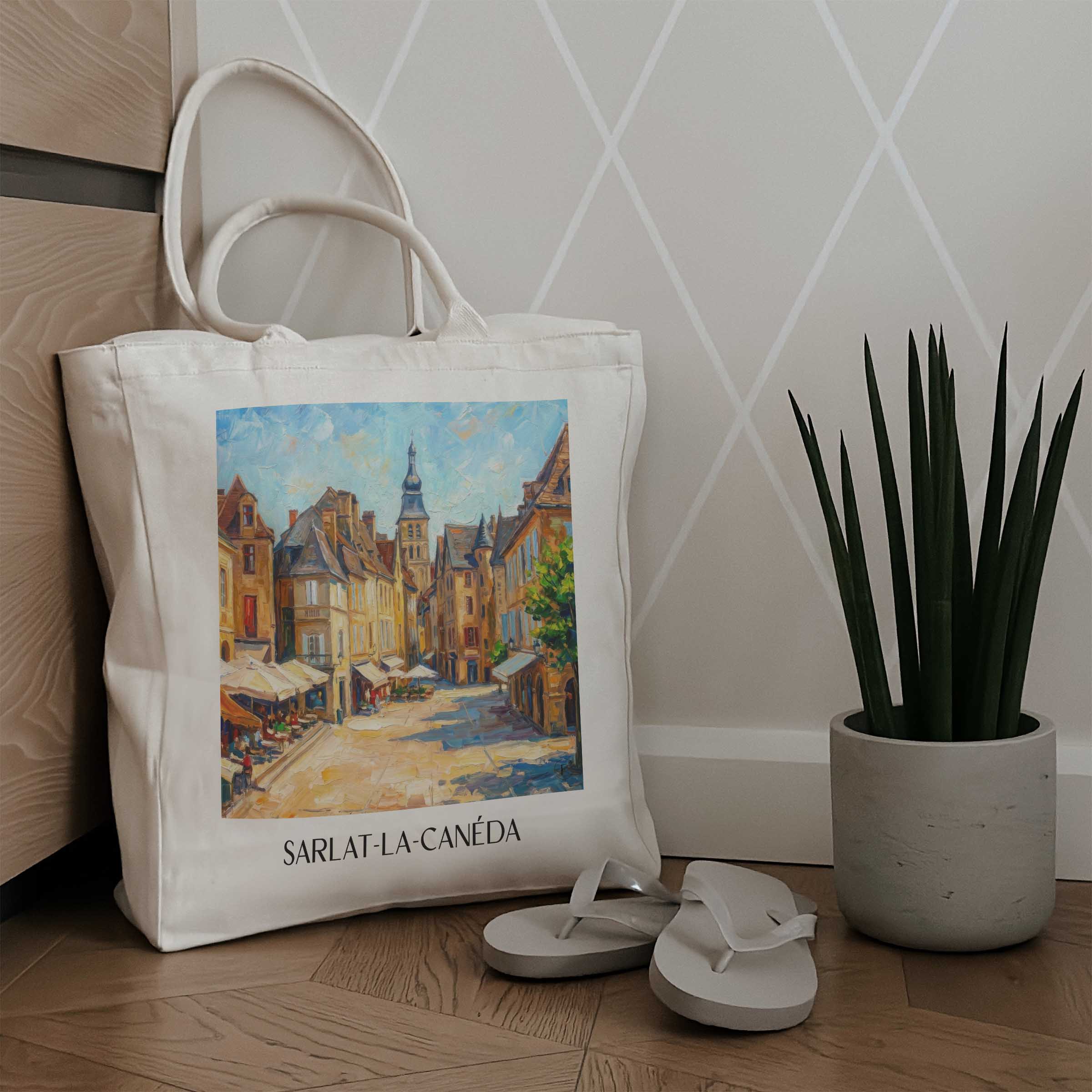 sarlat-la-canéda-périgord-noir-frankreich-einkaufstasche-oil-painting-oelgemaelde