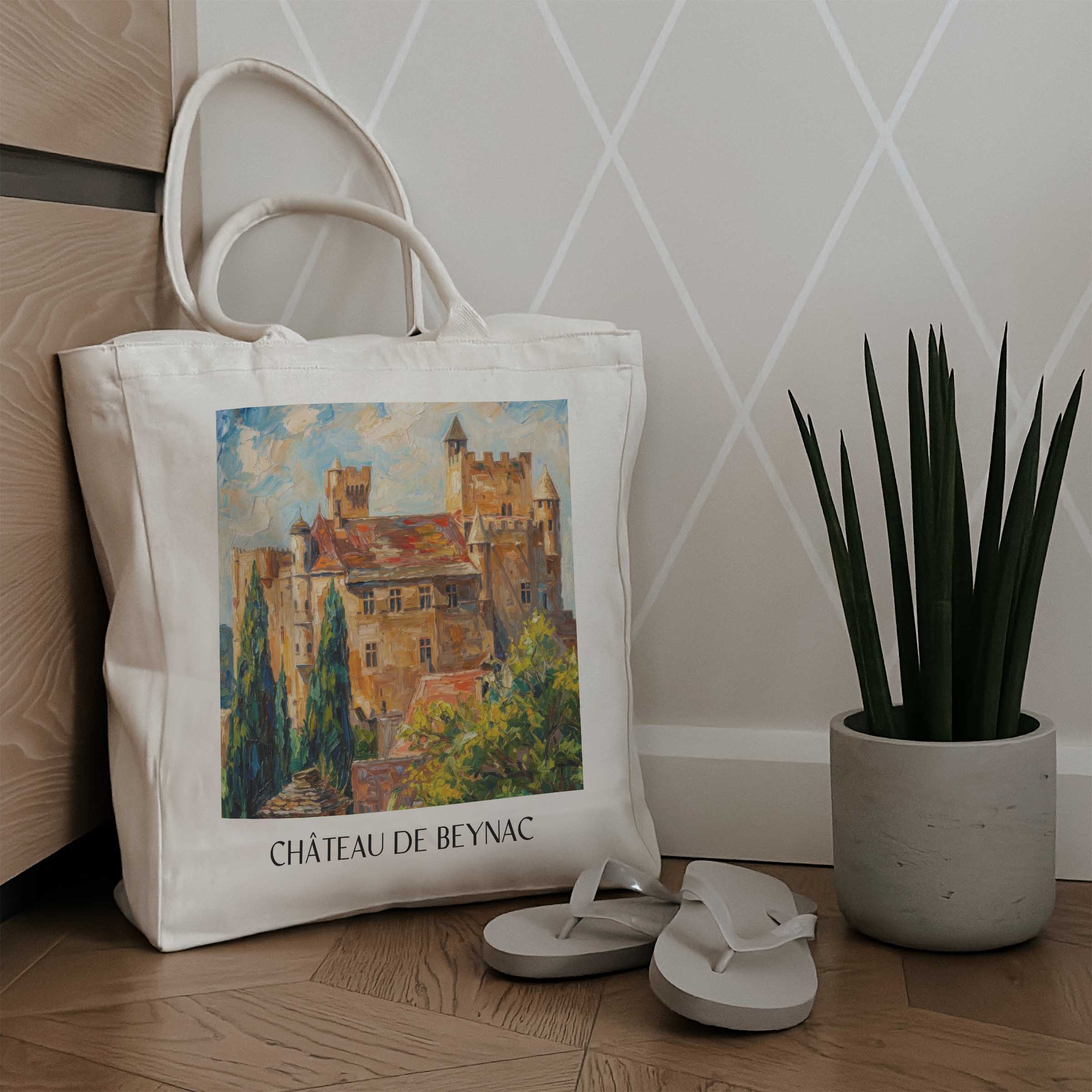 château-de-beynac-vallée-de-la-dordogne-frankreich-einkaufstasche-oil-painting-oelgemaelde
