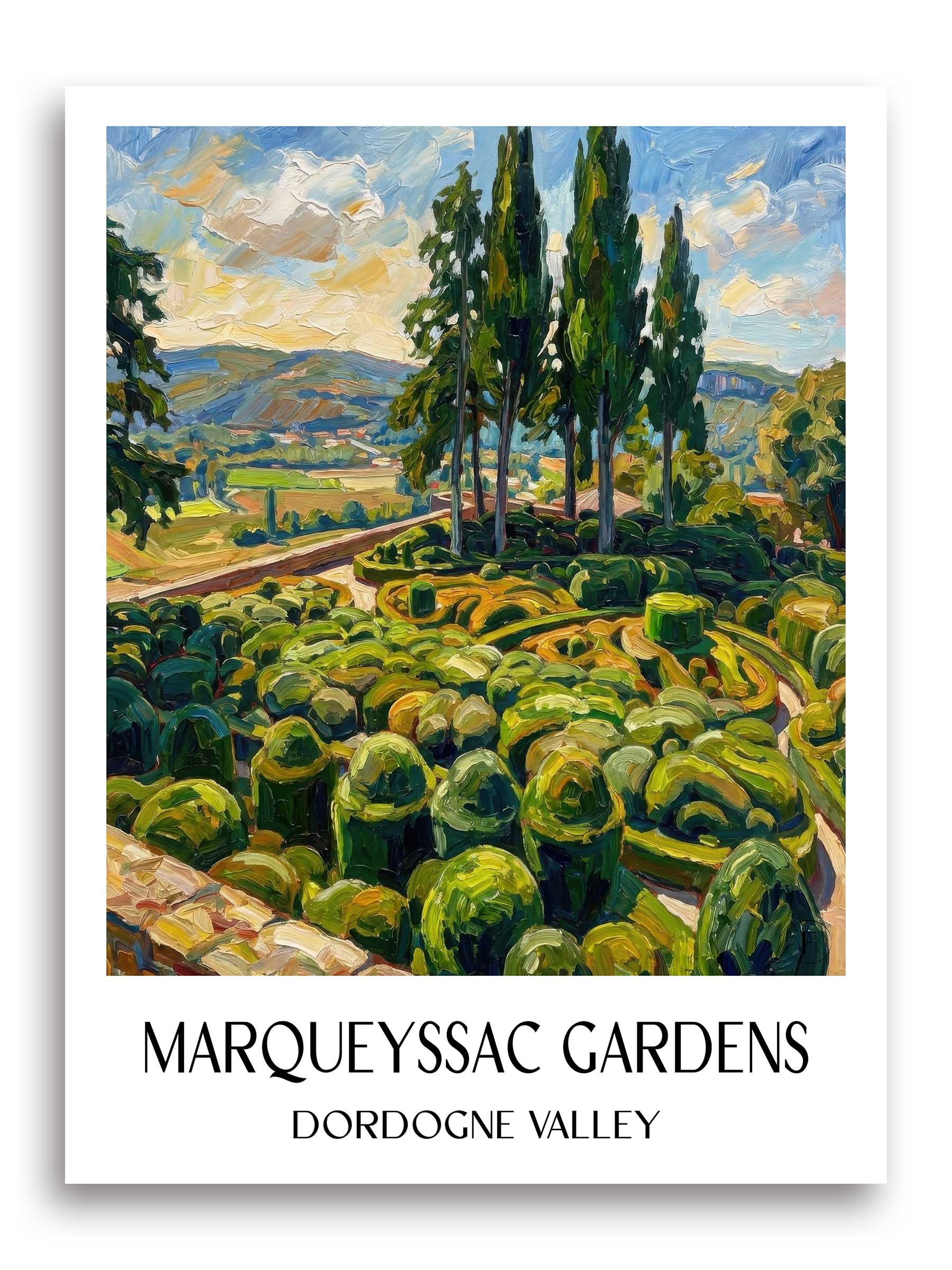 Jardins de Marqueyssac Poster - Vallée de la Dordogne - Frankreich Kunstdruck - Ölgemälde von A4 bis A1