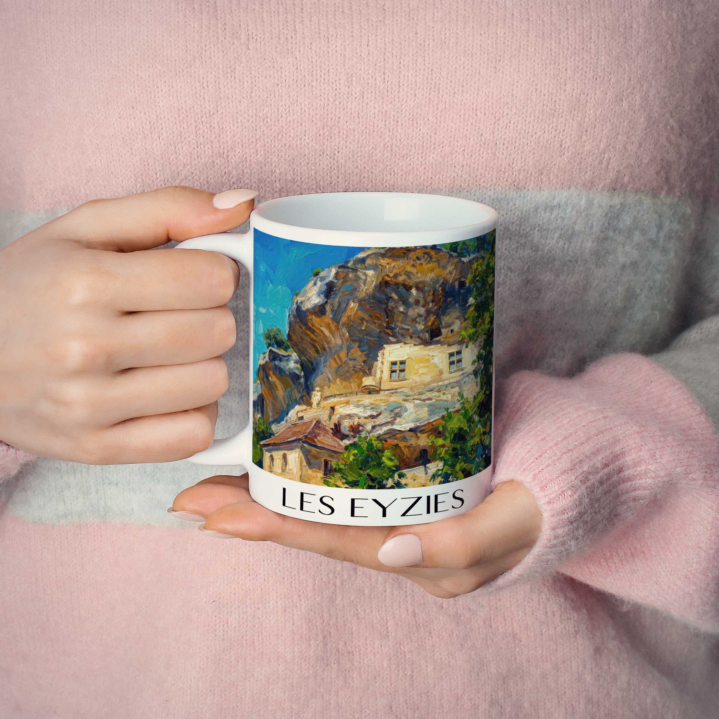 les-eyzies-vallée-de-la-vézère-frankreich-kaffeebecher-oil-painting-oelgemaelde
