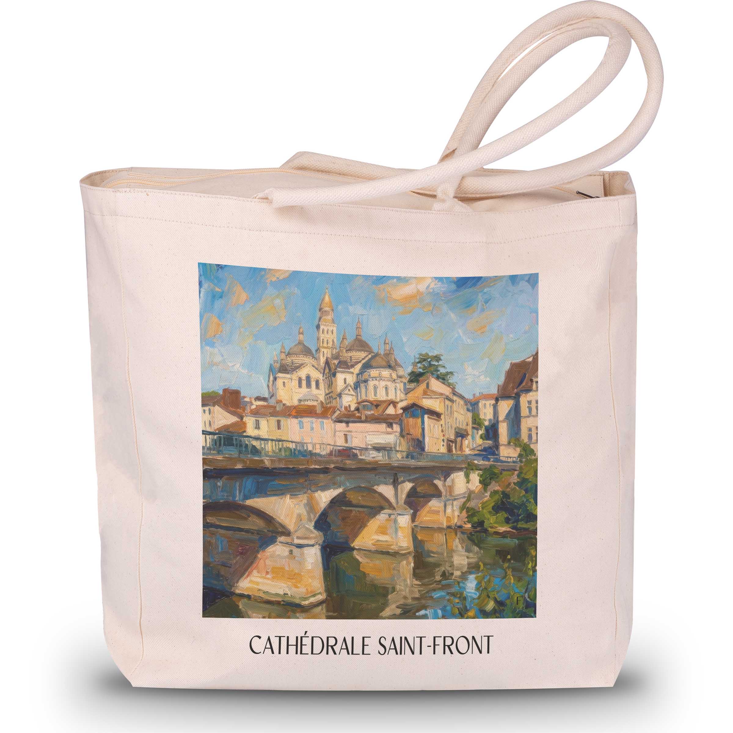 cathédrale-saint-front-périgueux-frankreich-einkaufstasche-oil-painting-oelgemaelde