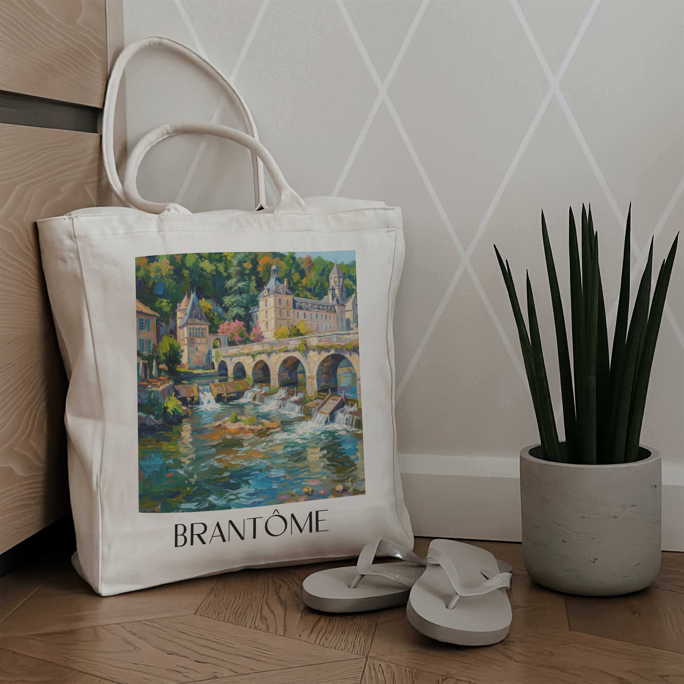 brantôme-périgord-vert-frankreich-einkaufstasche-oil-painting-oelgemaelde