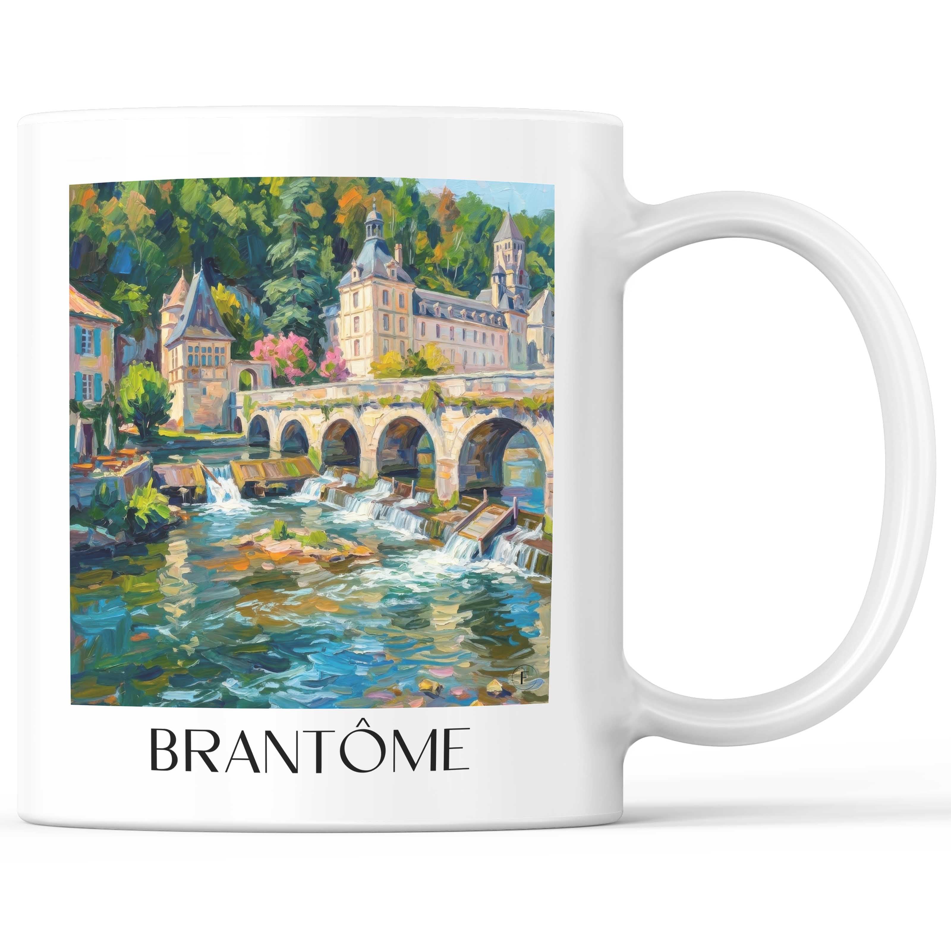 Brantôme Kaffeebecher - Périgord Vert - Frankreich Becher - Kaffeetasse im Ölgemälde Stil