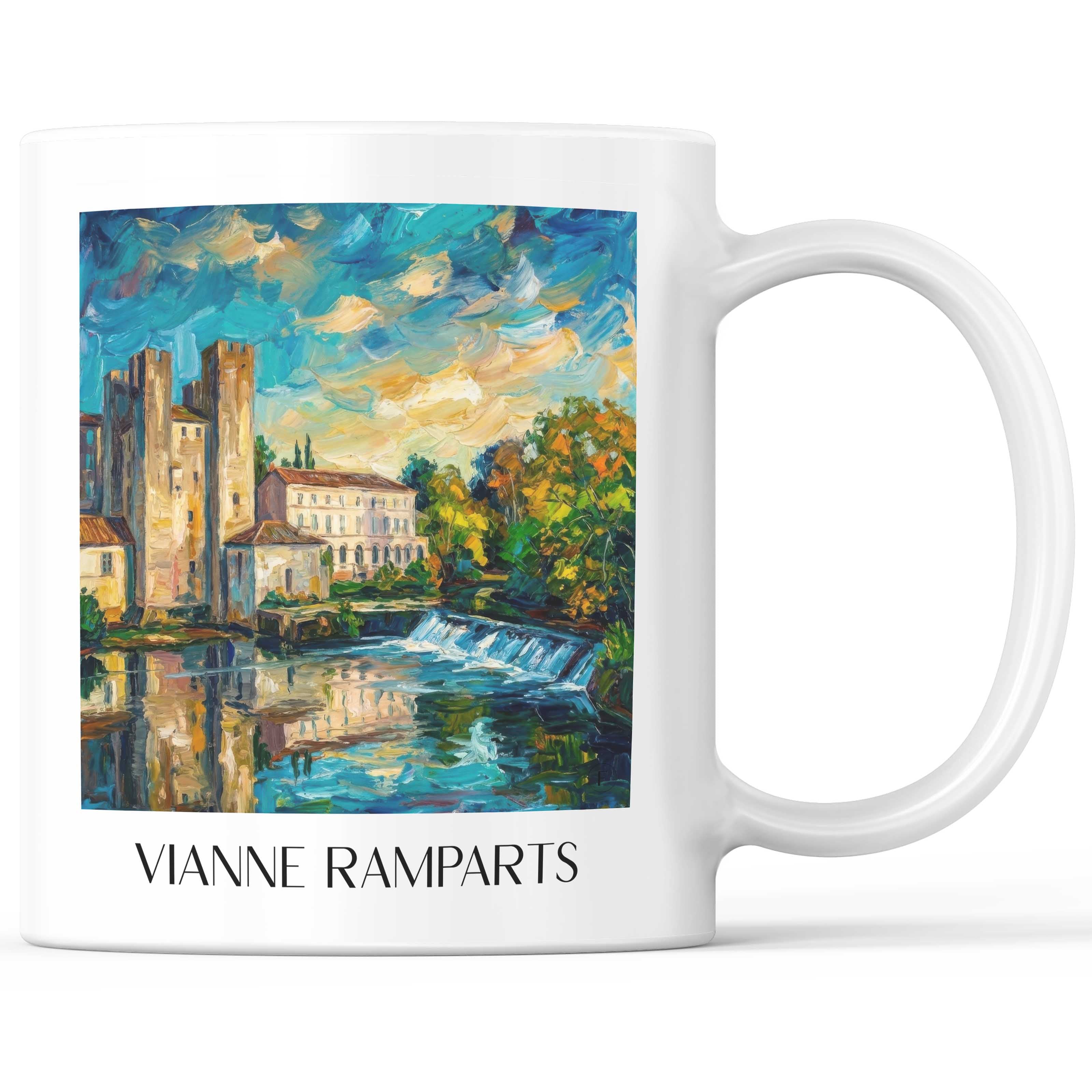 Remparts de Vianne Kaffeebecher - Vianne - Frankreich Becher - Kaffeetasse im Ölgemälde Stil