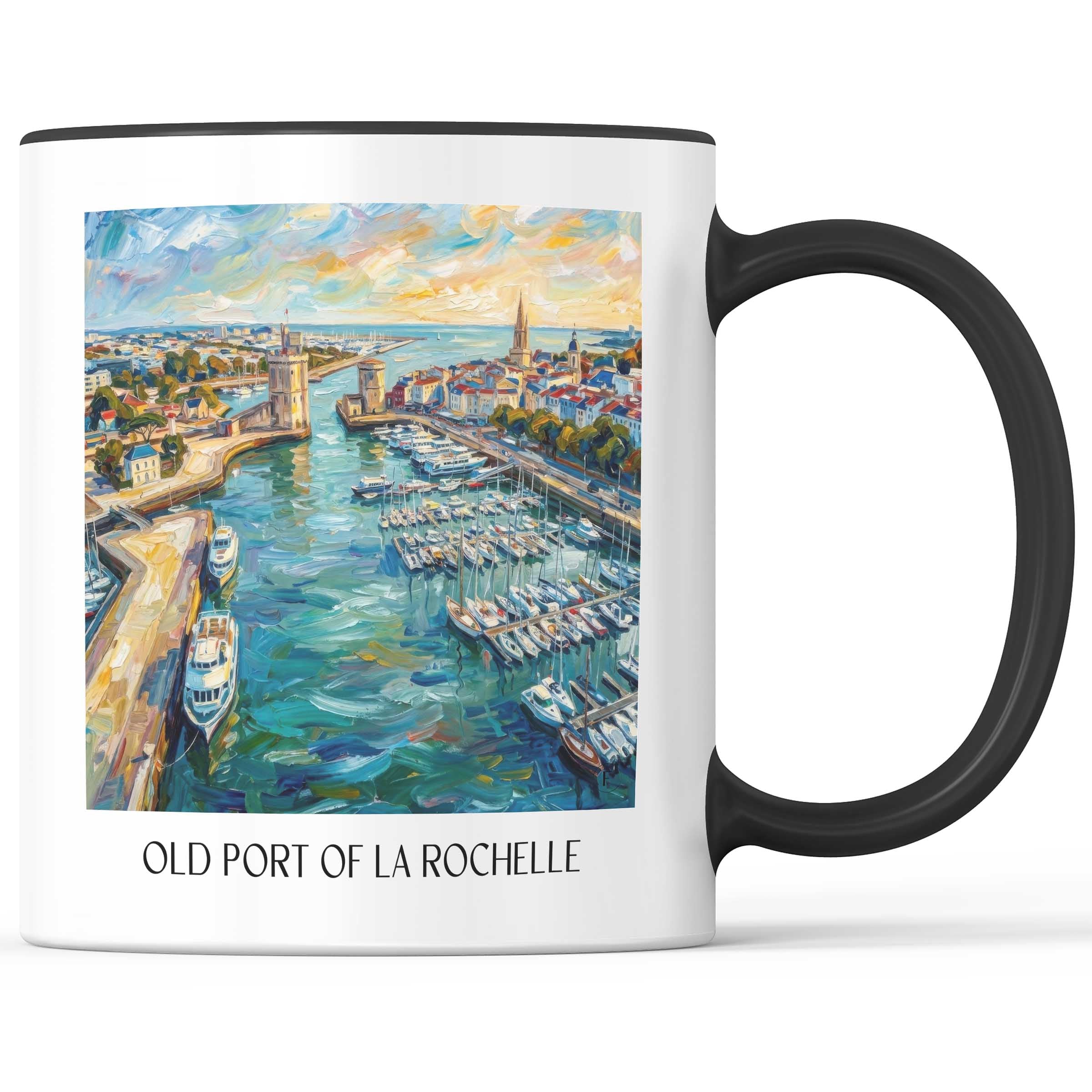 Vieux-Port de La Rochelle Kaffeebecher - Charente-Maritime - Frankreich Becher - Kaffeetasse im Ölgemälde Stil