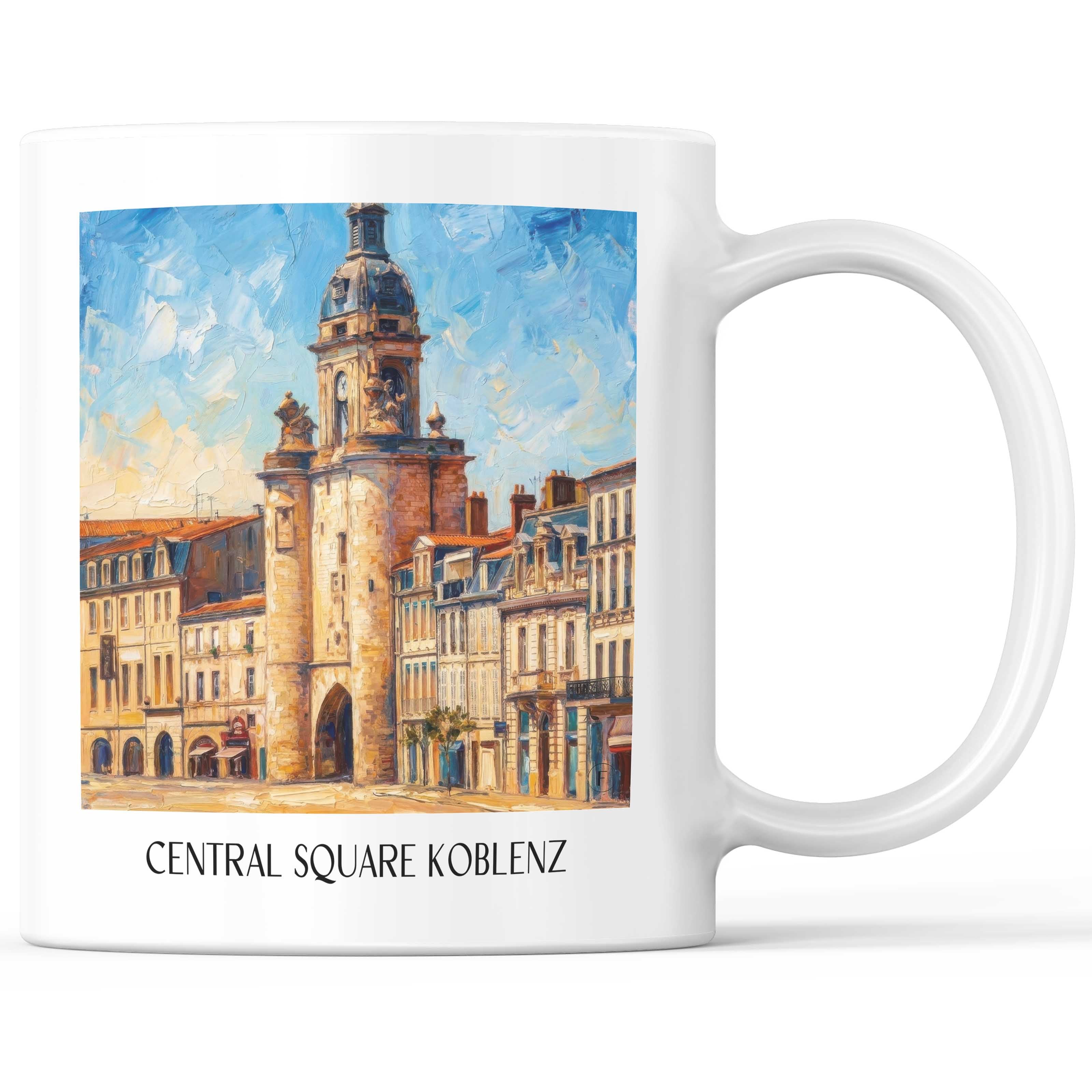 Grosse Horloge Kaffeebecher - La Rochelle - Frankreich Becher - Kaffeetasse im Ölgemälde Stil