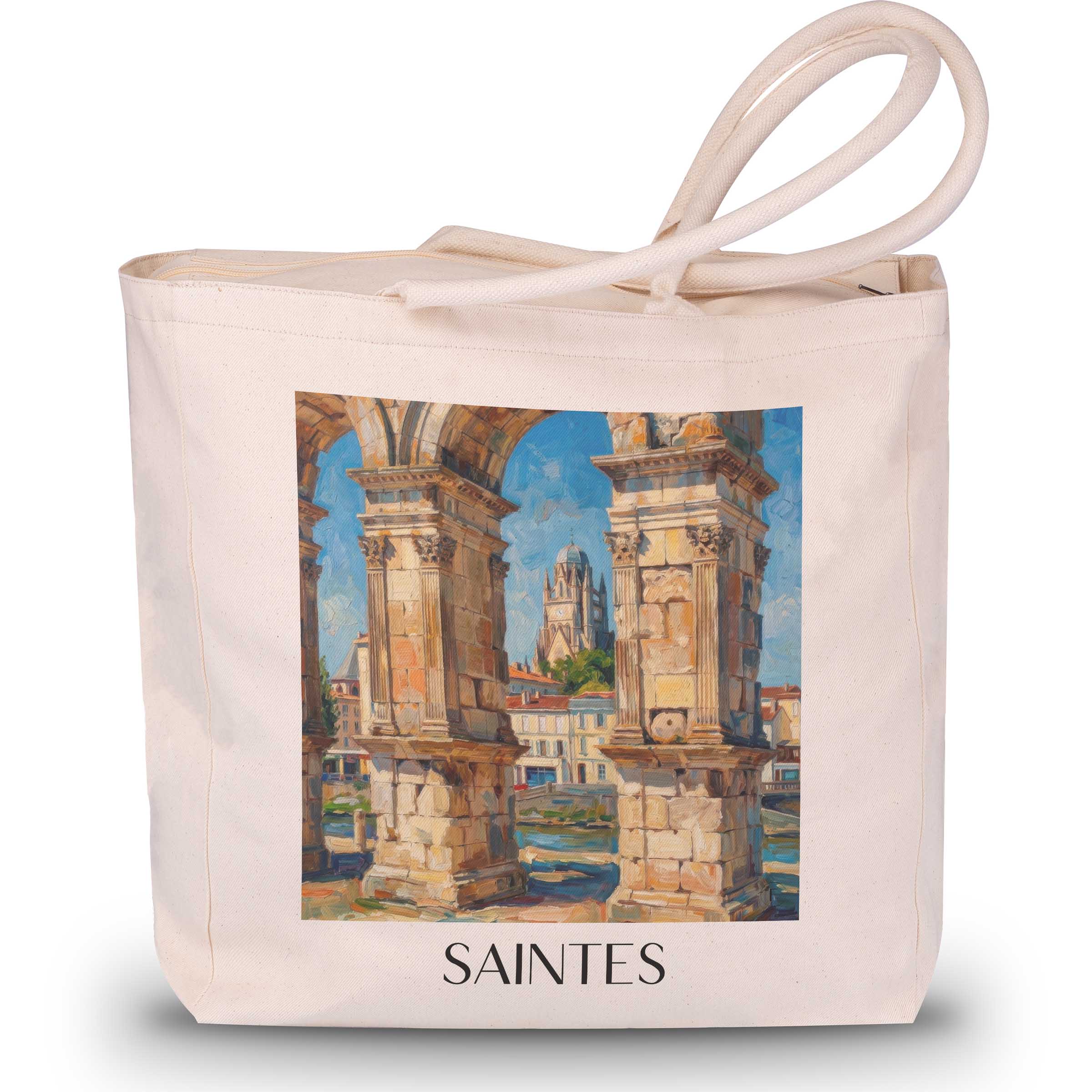 Saintes Shopping Tasche - Charente-Maritime - Frankreich Tote Bag - Einkaufstasche im Ölgemälde Stil