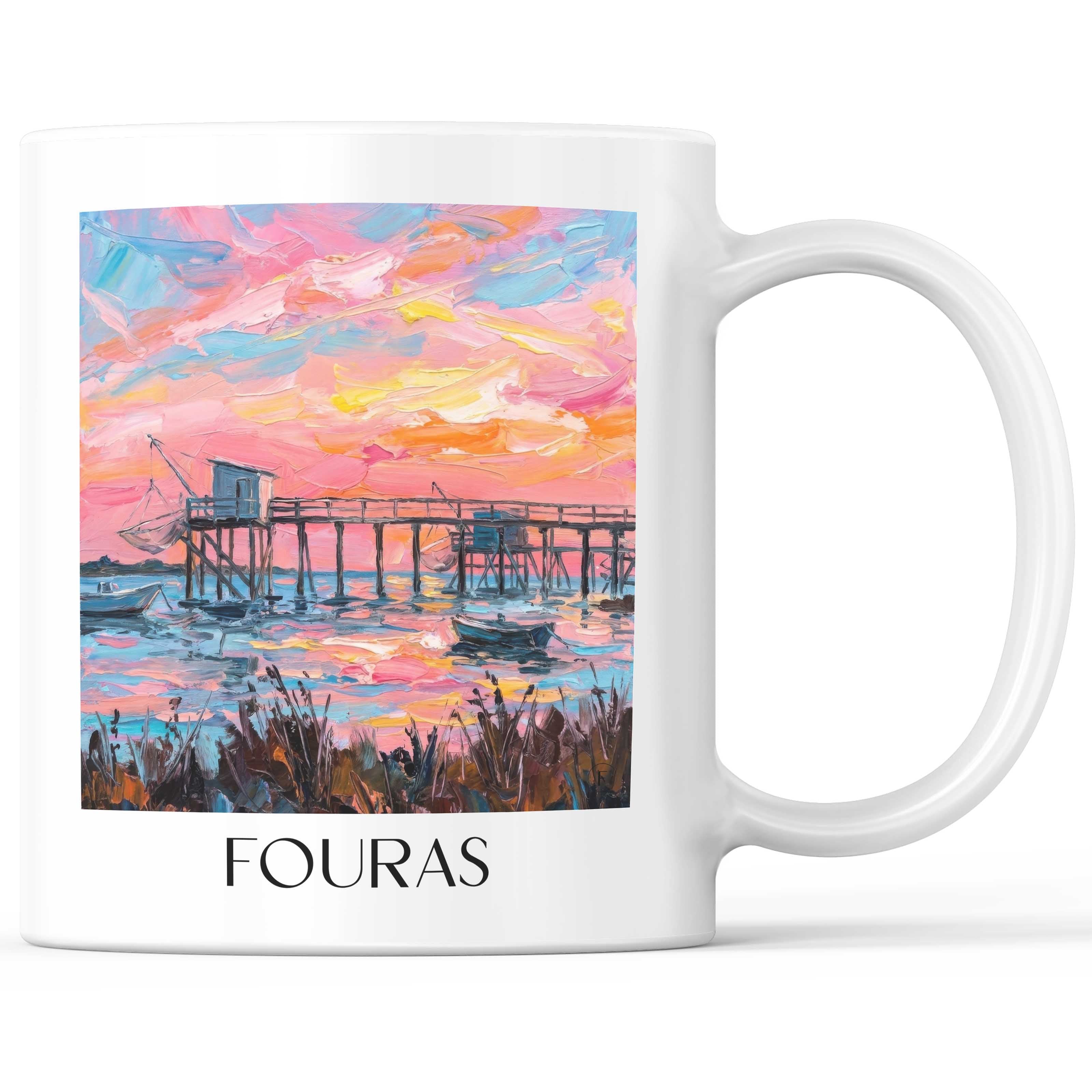 Fouras Kaffeebecher - Charente-Maritime - Frankreich Becher - Kaffeetasse im Ölgemälde Stil
