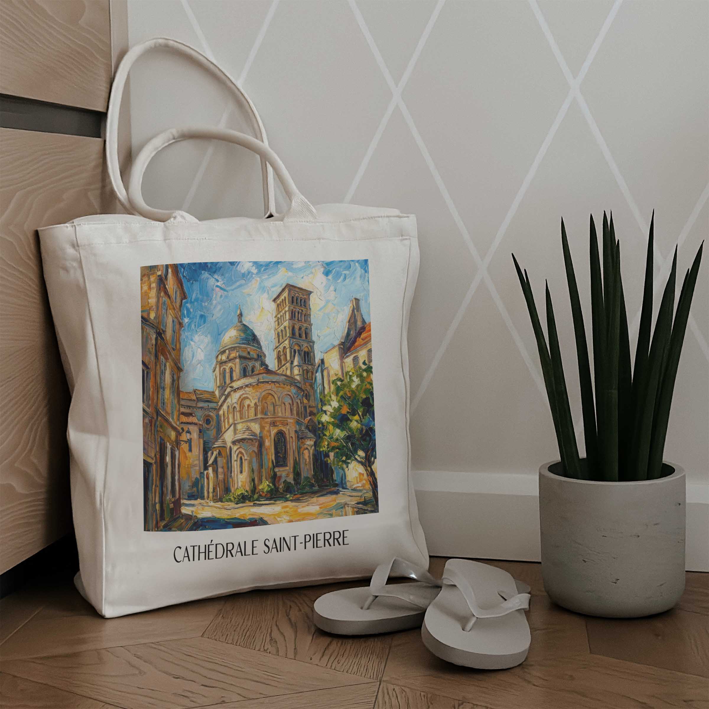 cathédrale-saint-pierre-angoulême-frankreich-einkaufstasche-oil-painting-oelgemaelde