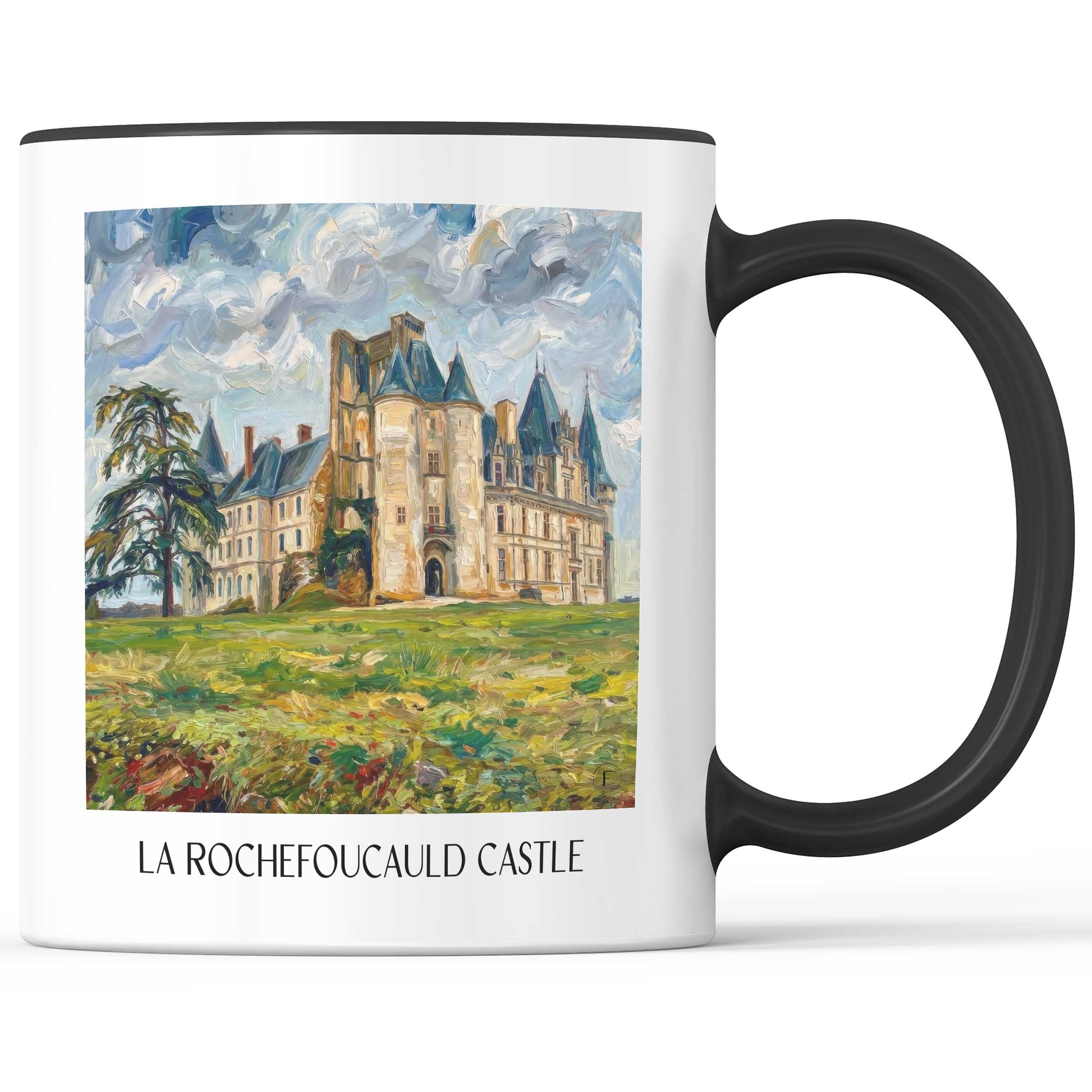 Château de La Rochefoucauld Kaffeebecher - Charente - Frankreich Becher - Kaffeetasse im Ölgemälde Stil