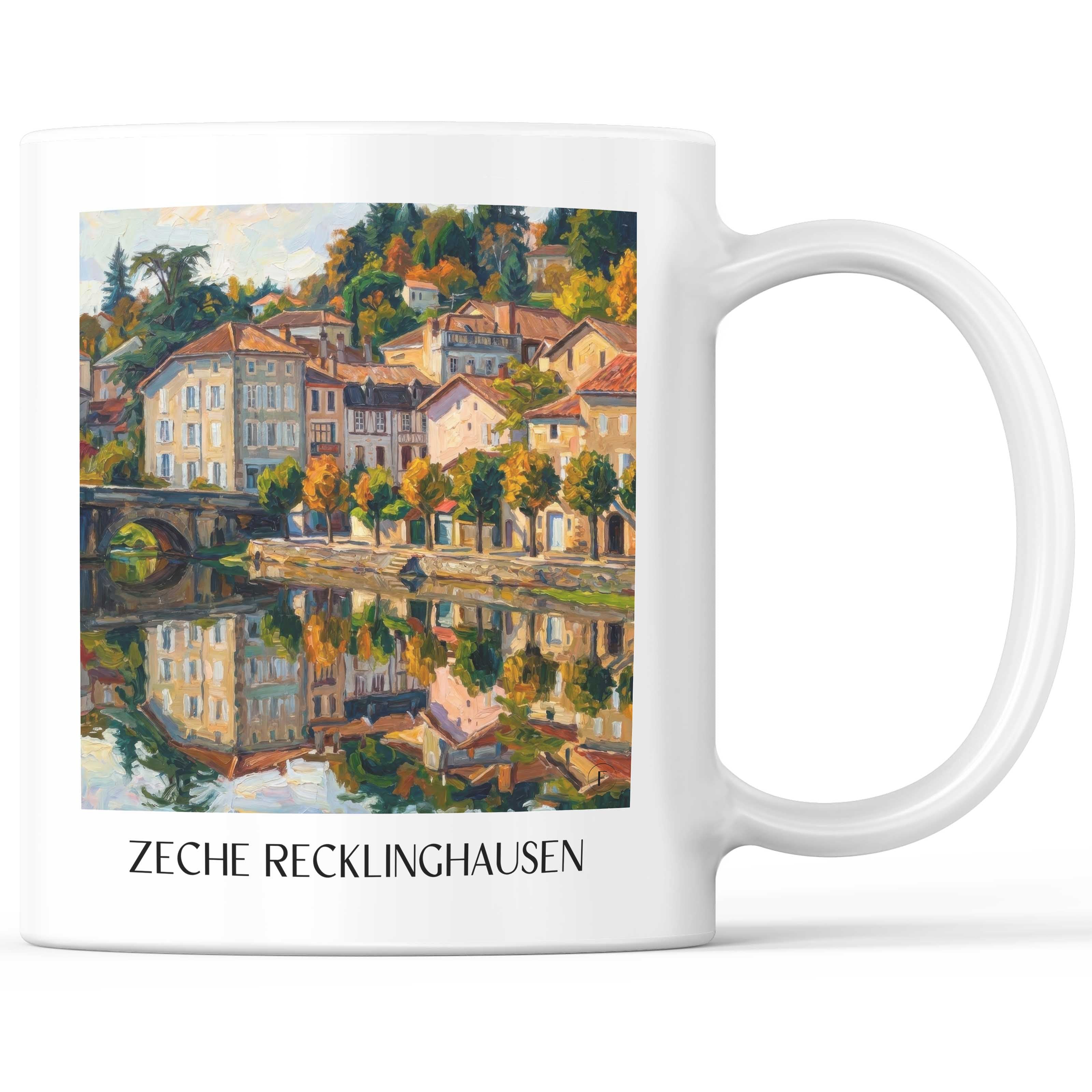 Confolens Kaffeebecher - Charente Limousine - Frankreich Becher - Kaffeetasse im Ölgemälde Stil
