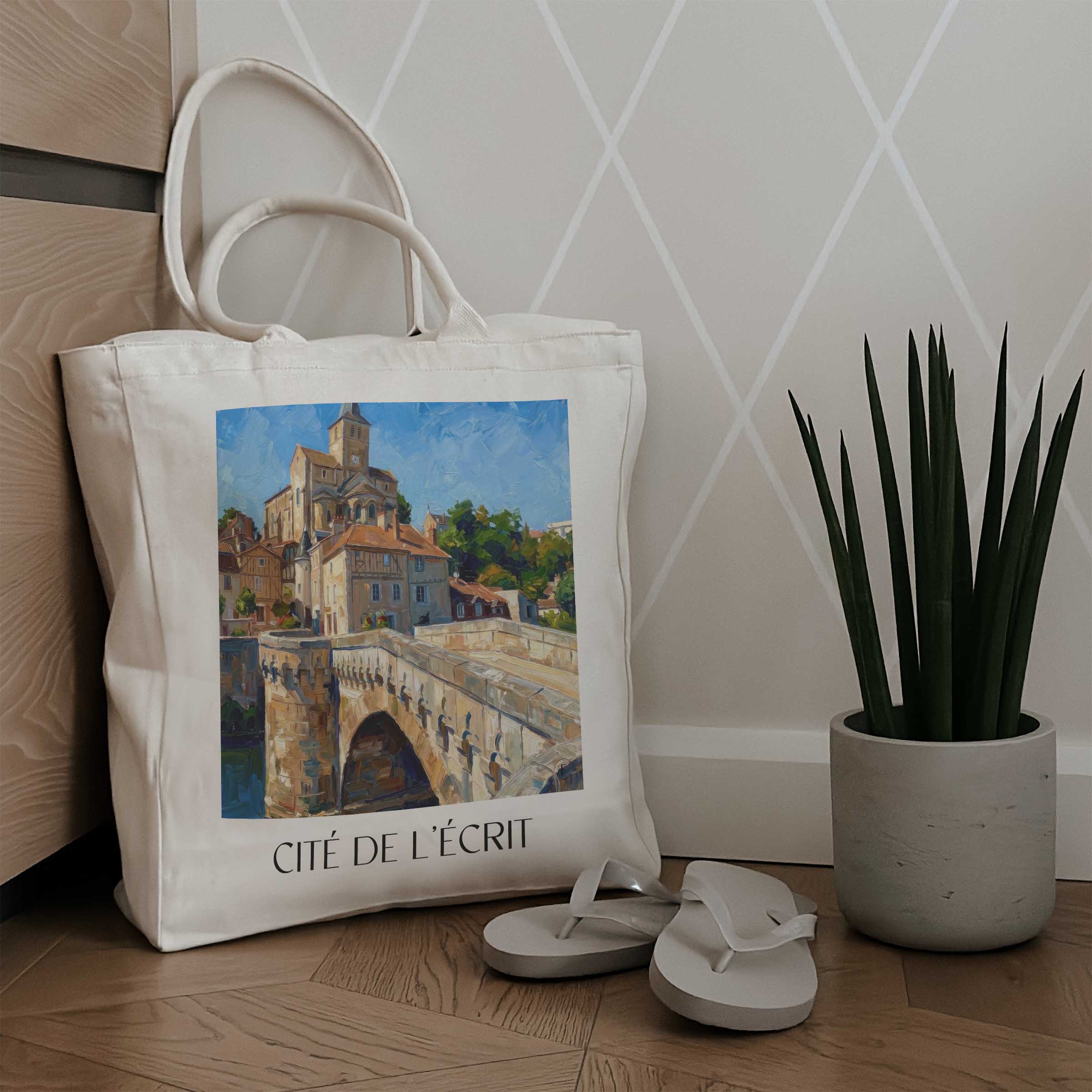 cité-de-l'écrit-montmorillon-frankreich-einkaufstasche-oil-painting-oelgemaelde