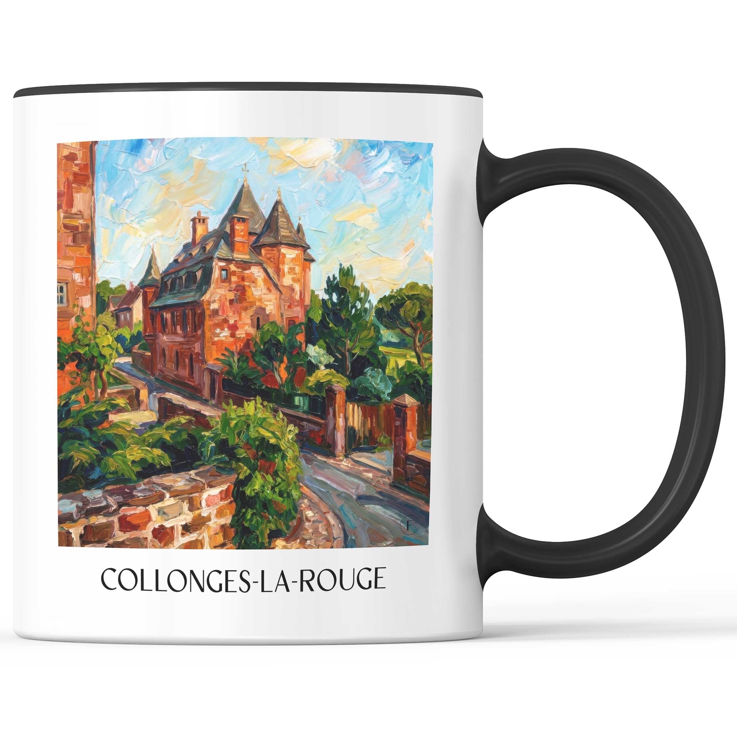 collonges-la-rouge-corrèze-frankreich-kaffeebecher-oil-painting-oelgemaelde