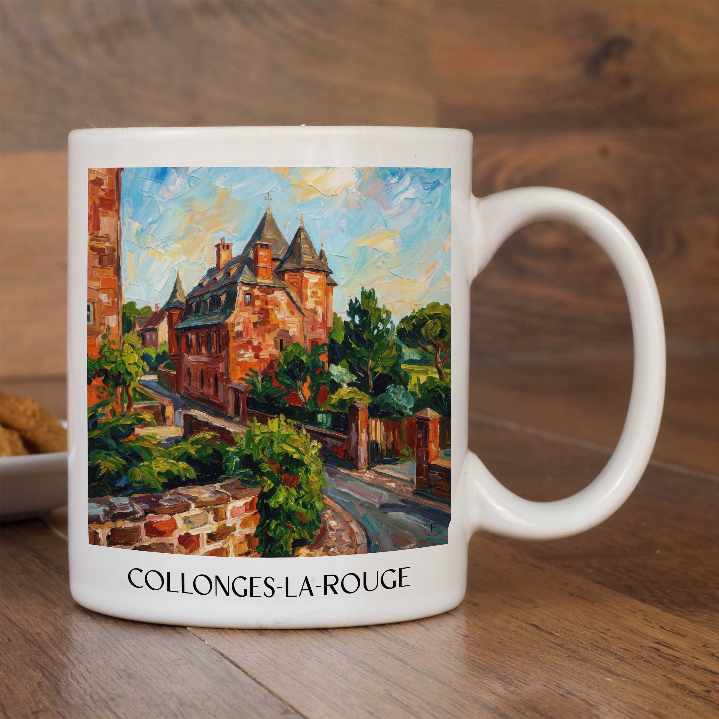 collonges-la-rouge-corrèze-frankreich-kaffeebecher-oil-painting-oelgemaelde