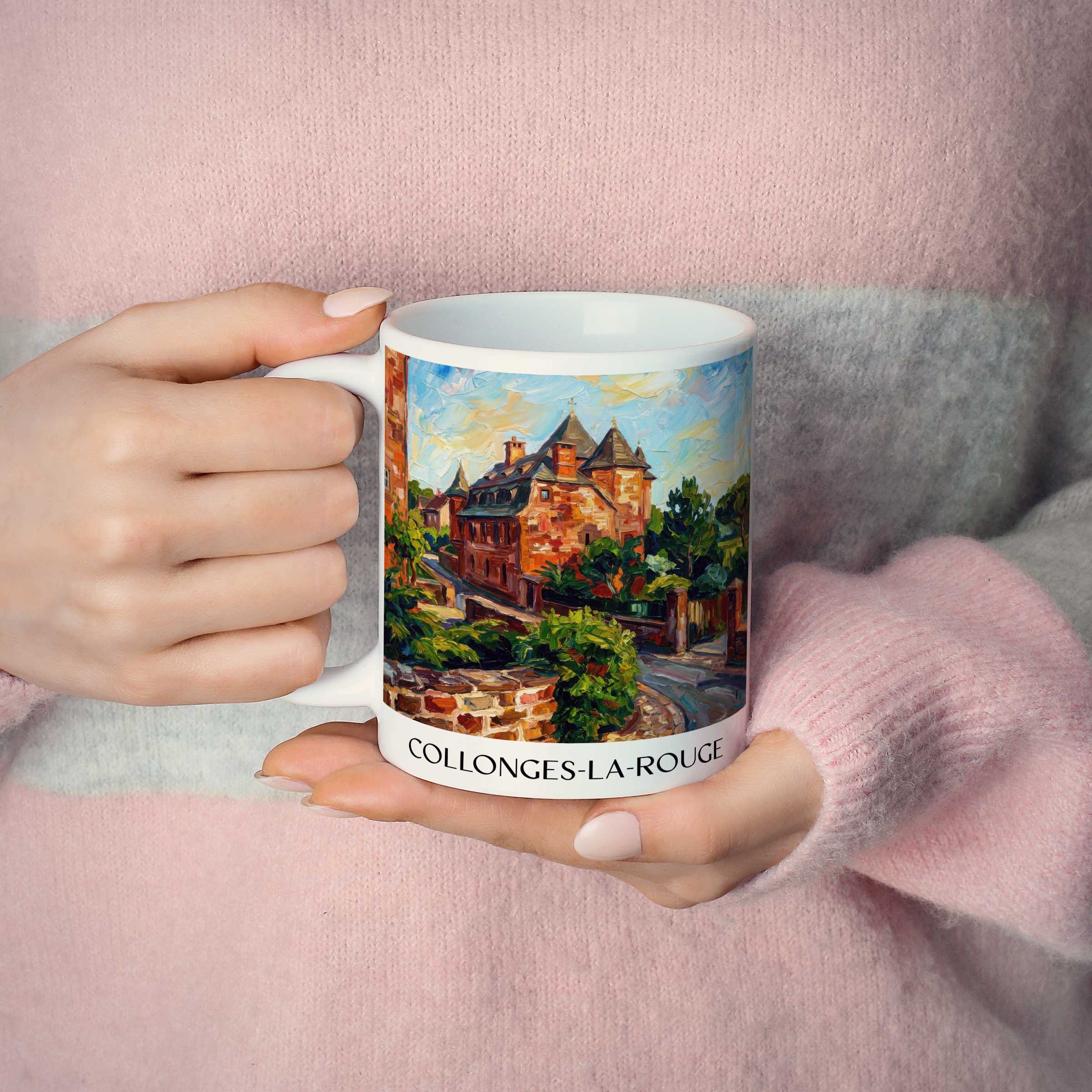collonges-la-rouge-corrèze-frankreich-kaffeebecher-oil-painting-oelgemaelde