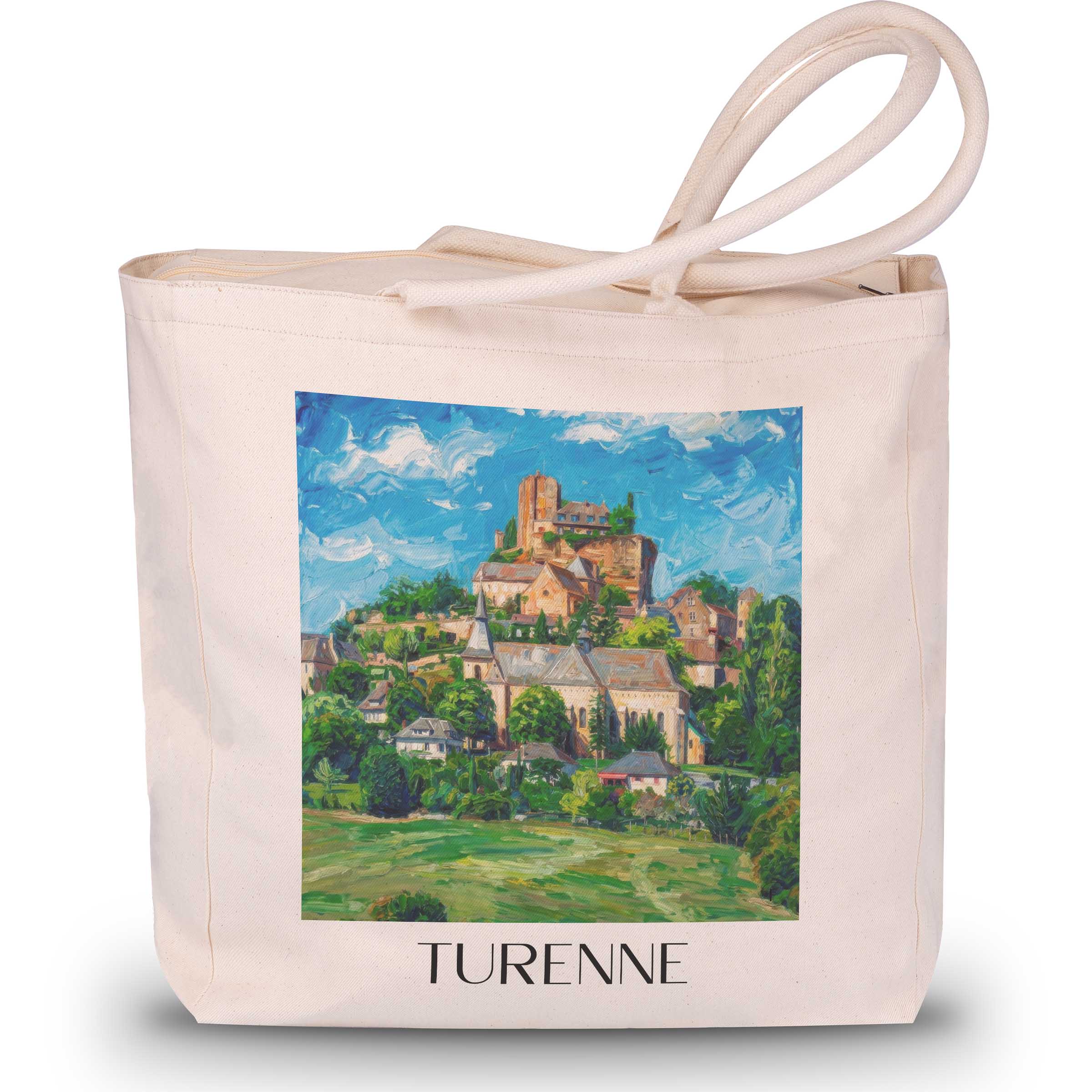 Turenne Shopping Tasche - Corrèze - Frankreich Tote Bag - Einkaufstasche im Ölgemälde Stil