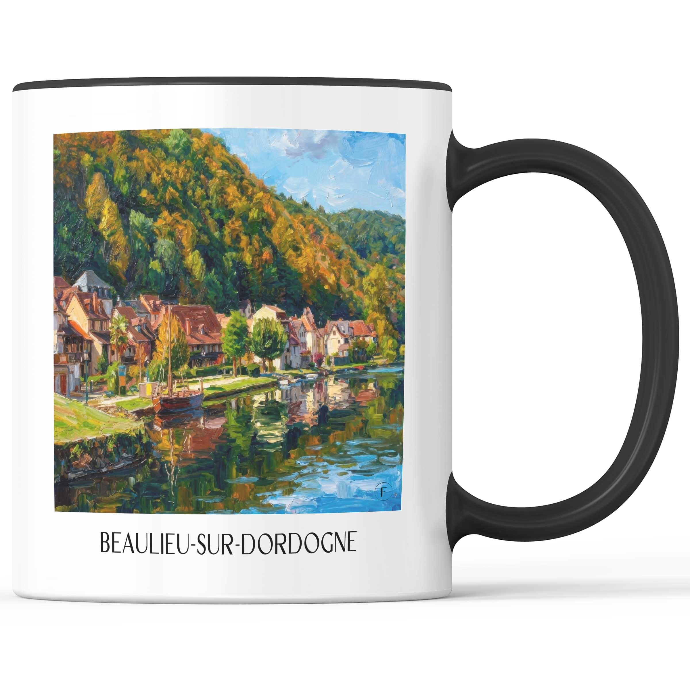 beaulieu-sur-dordogne-corrèze-frankreich-kaffeebecher-oil-painting-oelgemaelde