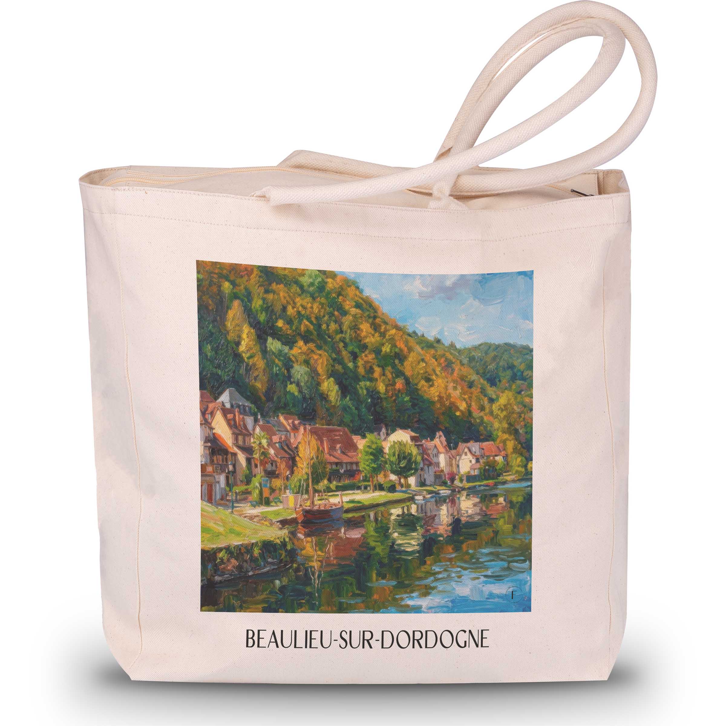 Beaulieu-sur-Dordogne Shopping Tasche - Corrèze - Frankreich Tote Bag - Einkaufstasche im Ölgemälde Stil