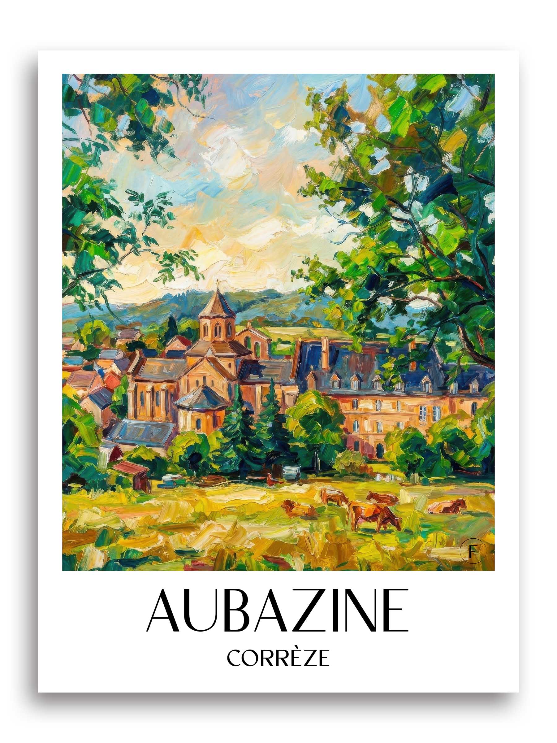 Aubazine Poster - Corrèze - Frankreich Kunstdruck - Ölgemälde von A4 bis A1