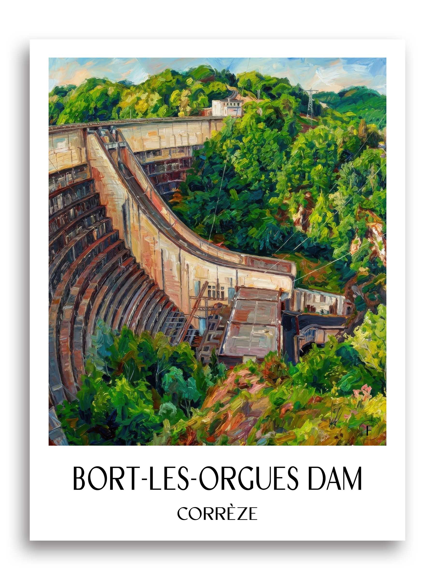 Barrage de Bort-les-Orgues Poster - Corrèze - Frankreich Kunstdruck - Ölgemälde von A4 bis A1