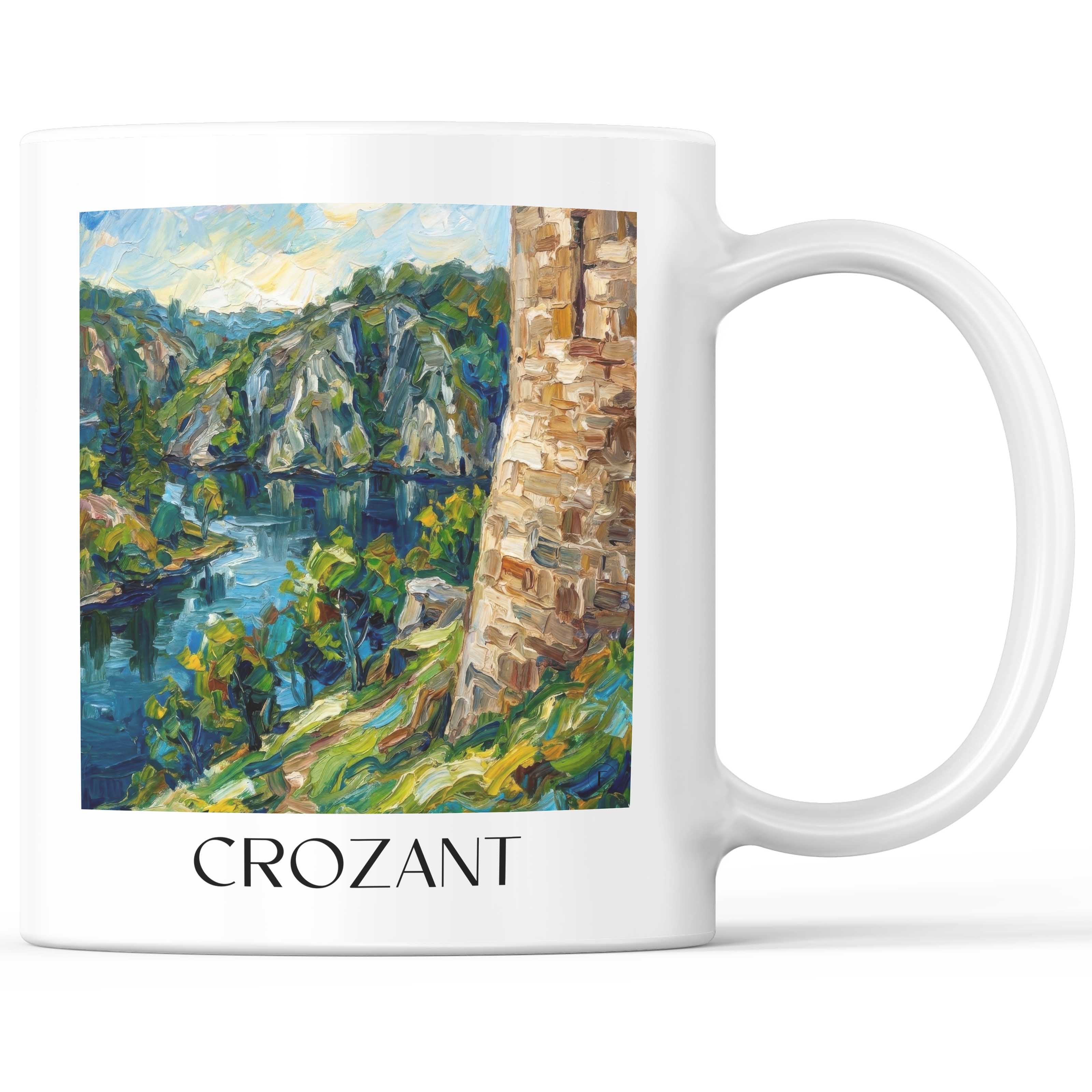 Crozant Kaffeebecher - Creuse - Frankreich Becher - Kaffeetasse im Ölgemälde Stil