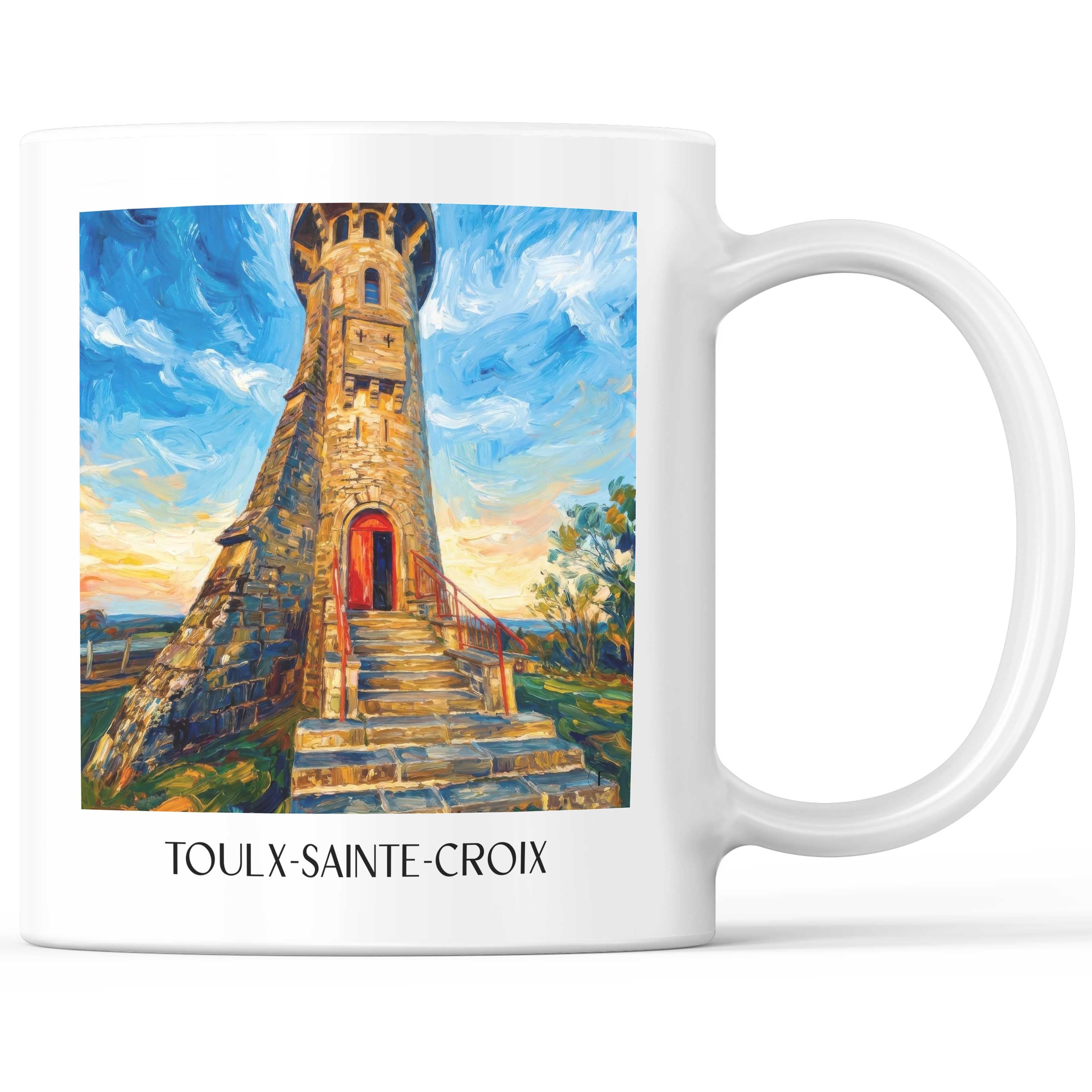 Toulx-Sainte-Croix Kaffeebecher - Creuse - Frankreich Becher - Kaffeetasse im Ölgemälde Stil
