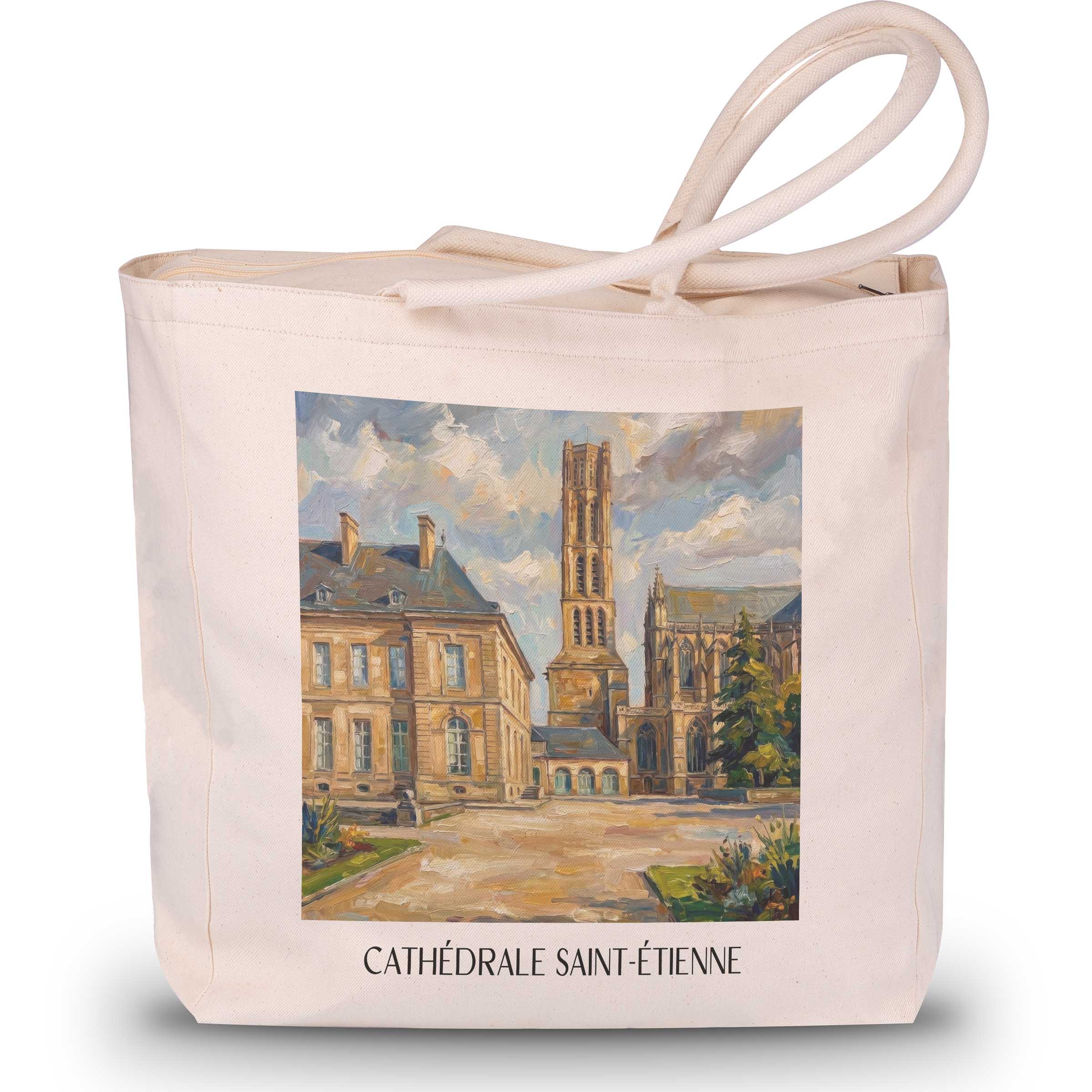 cathédrale-saint-étienne-limoges-frankreich-einkaufstasche-oil-painting-oelgemaelde