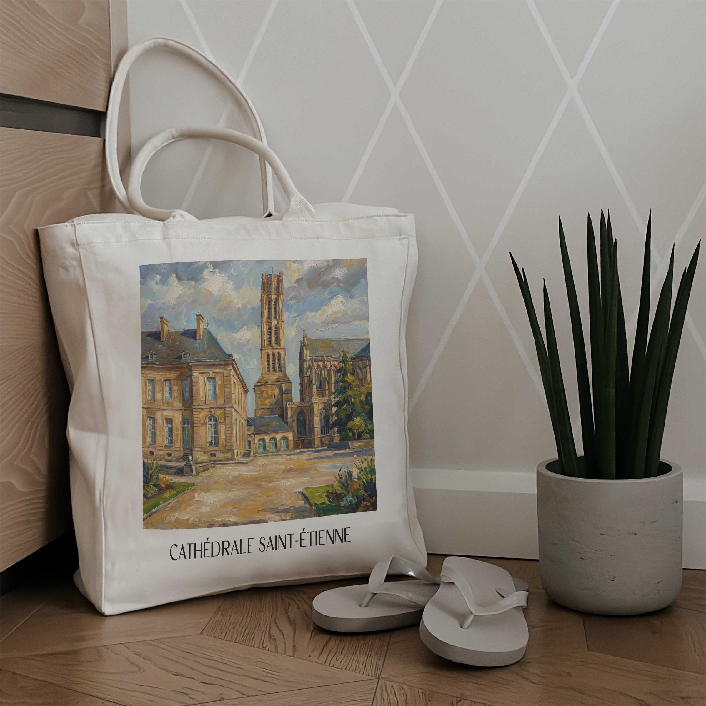 cathédrale-saint-étienne-limoges-frankreich-einkaufstasche-oil-painting-oelgemaelde