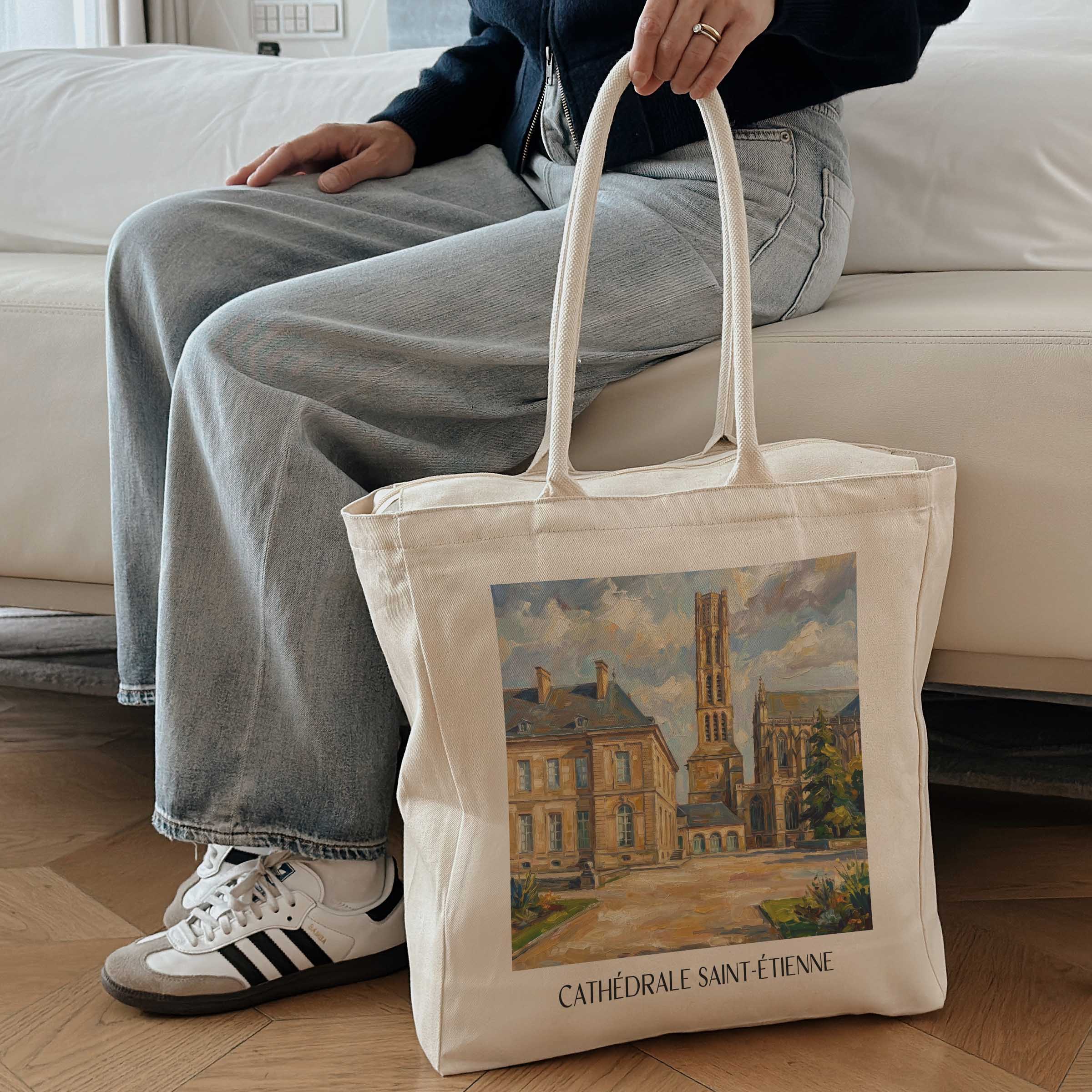 cathédrale-saint-étienne-limoges-frankreich-einkaufstasche-oil-painting-oelgemaelde