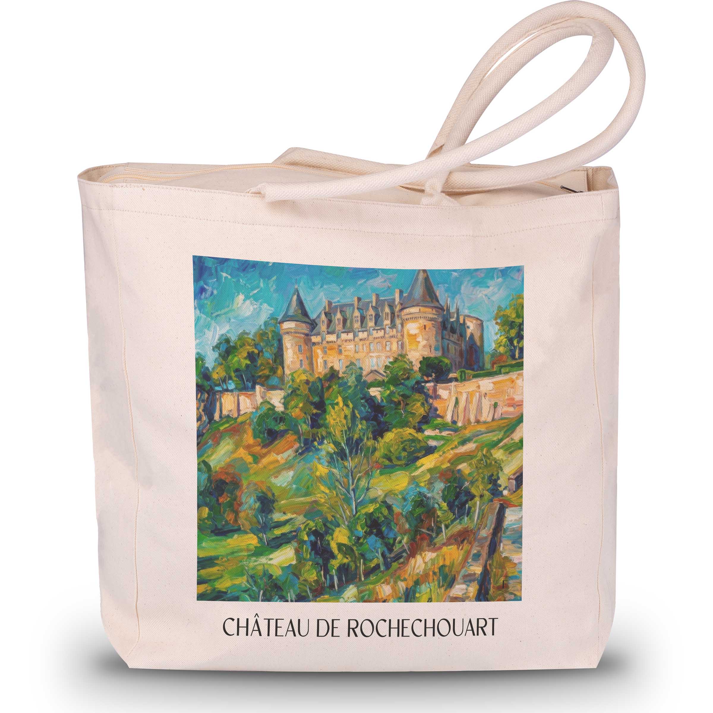 château-de-rochechouart-haute-vienne-frankreich-einkaufstasche-oil-painting-oelgemaelde