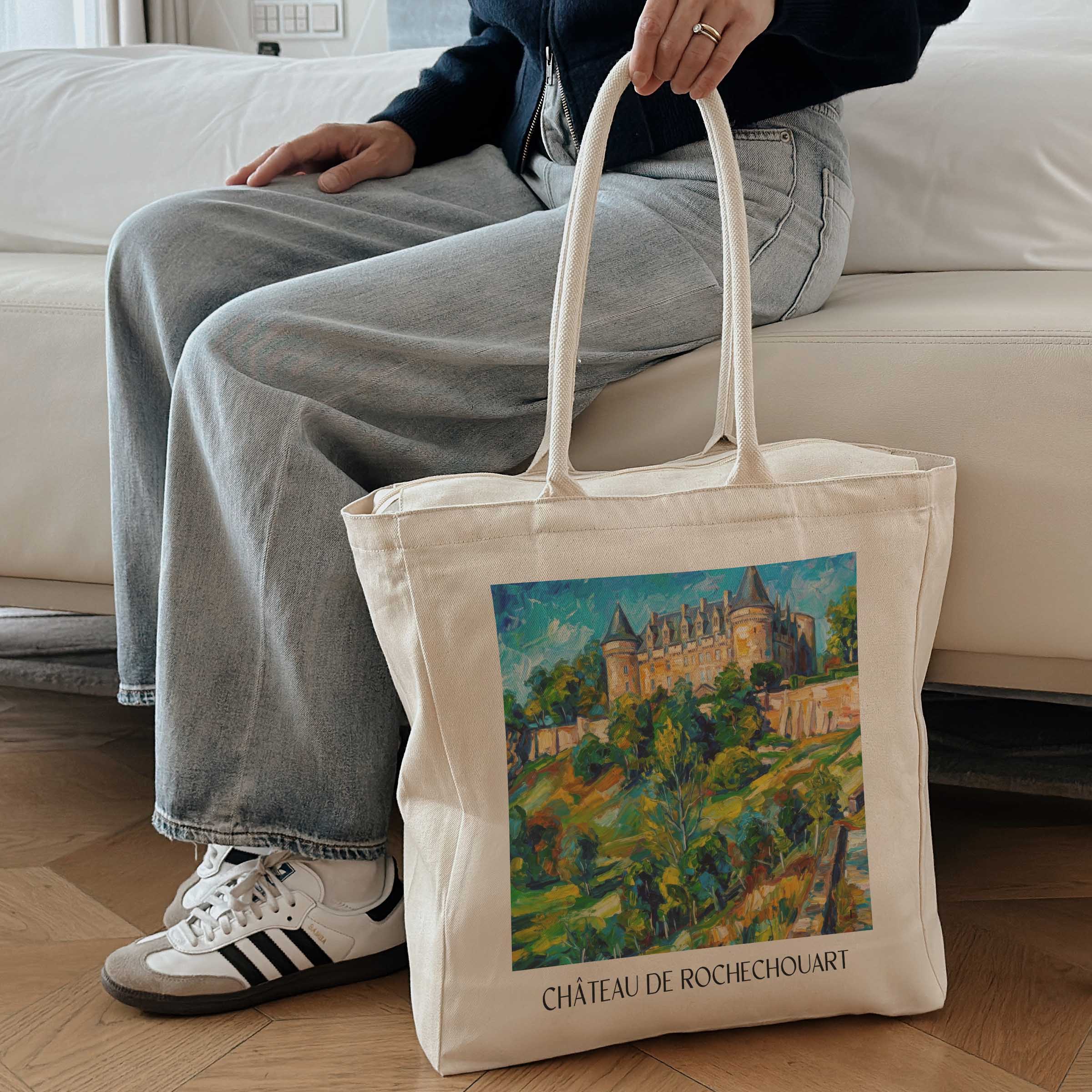 château-de-rochechouart-haute-vienne-frankreich-einkaufstasche-oil-painting-oelgemaelde