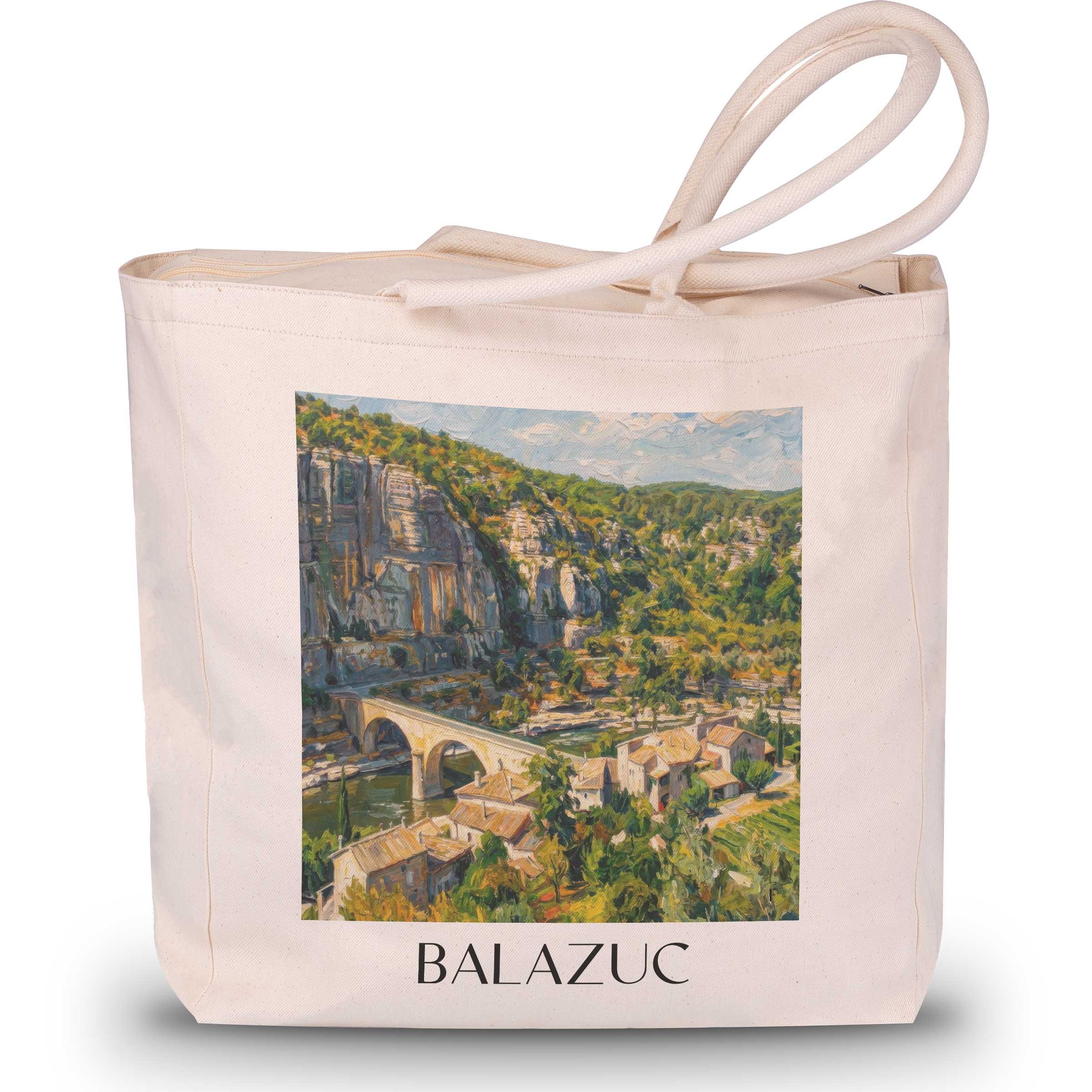Balazuc Shopping Tasche - Vallée de l'Ardèche - Frankreich Tote Bag - Einkaufstasche im Ölgemälde Stil