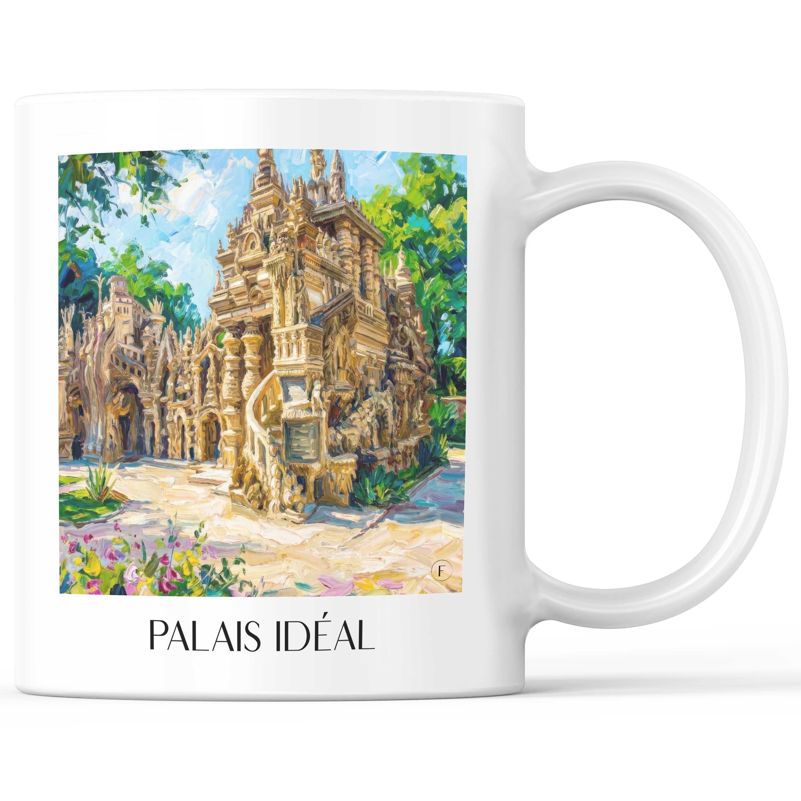 Palais Idéal Kaffeebecher - Hauterives - Frankreich Becher - Kaffeetasse im Ölgemälde Stil
