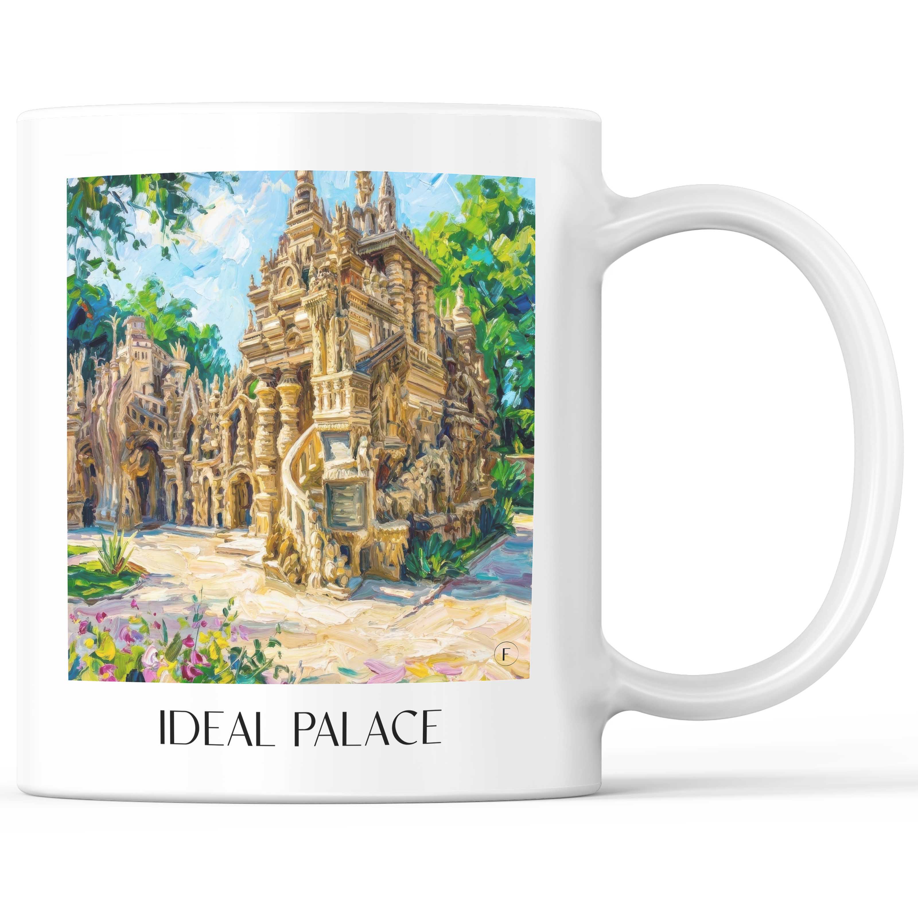 Palais Idéal Kaffeebecher - Hauterives - Frankreich Becher - Kaffeetasse im Ölgemälde Stil