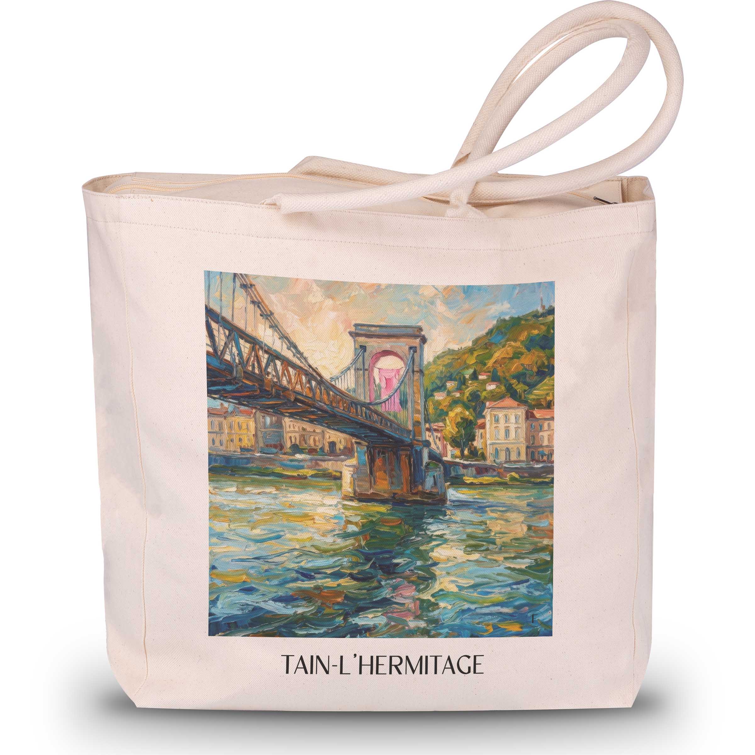 tain-l'hermitage-vallée-du-rhône-frankreich-einkaufstasche-oil-painting-oelgemaelde