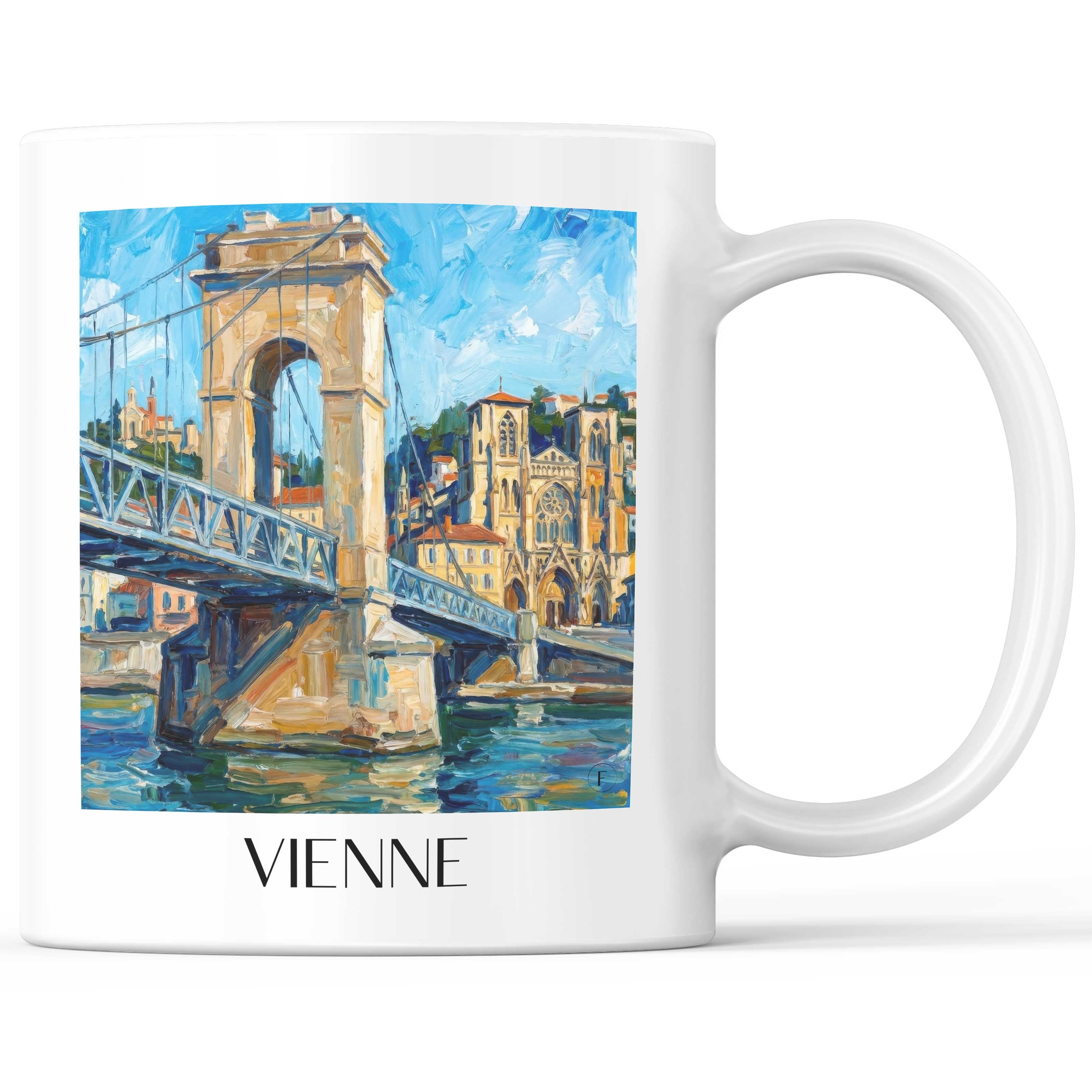 Vienne Kaffeebecher - Isère - Frankreich Becher - Kaffeetasse im Ölgemälde Stil
