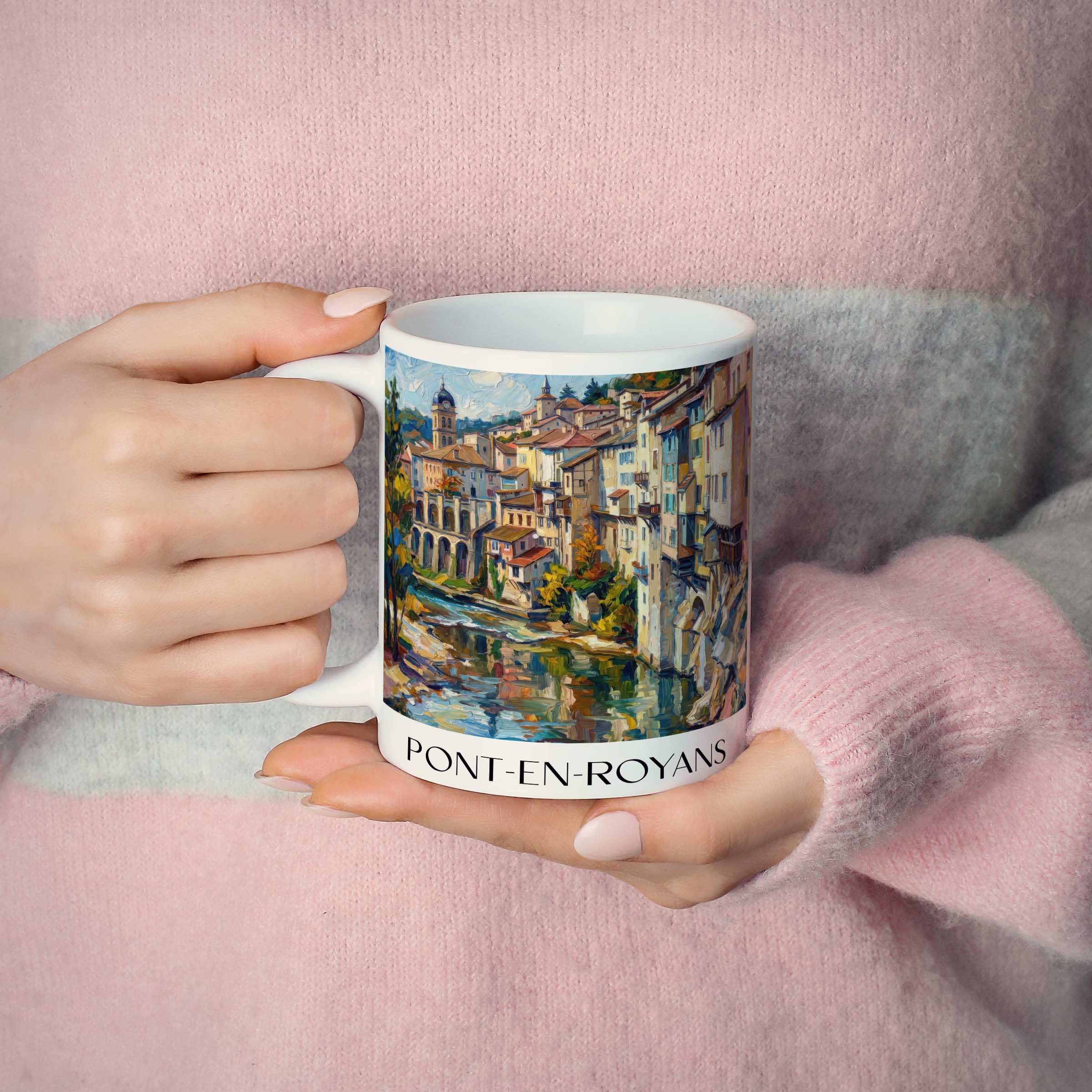 pont-en-royans-vercors-frankreich-kaffeebecher-oil-painting-oelgemaelde