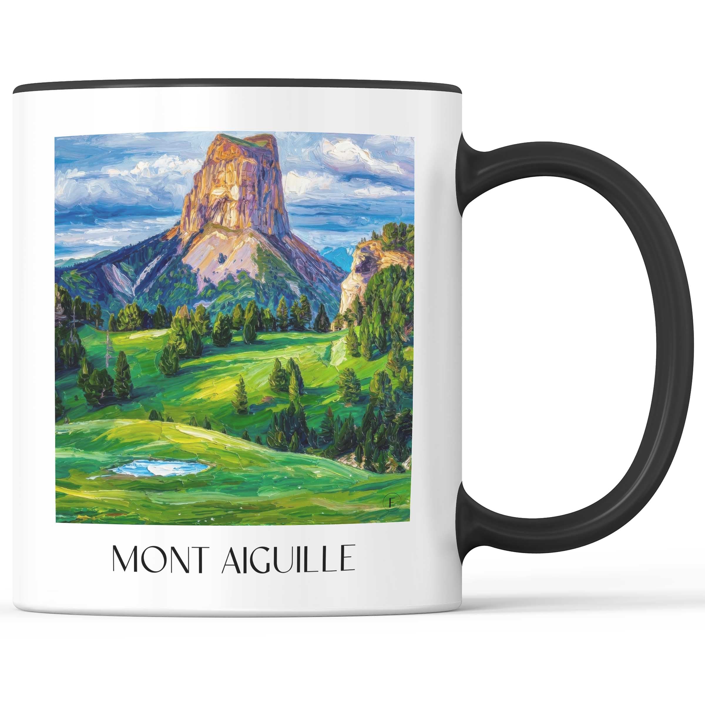 Mont Aiguille Kaffeebecher - Vercors - Frankreich Becher - Kaffeetasse im Ölgemälde Stil