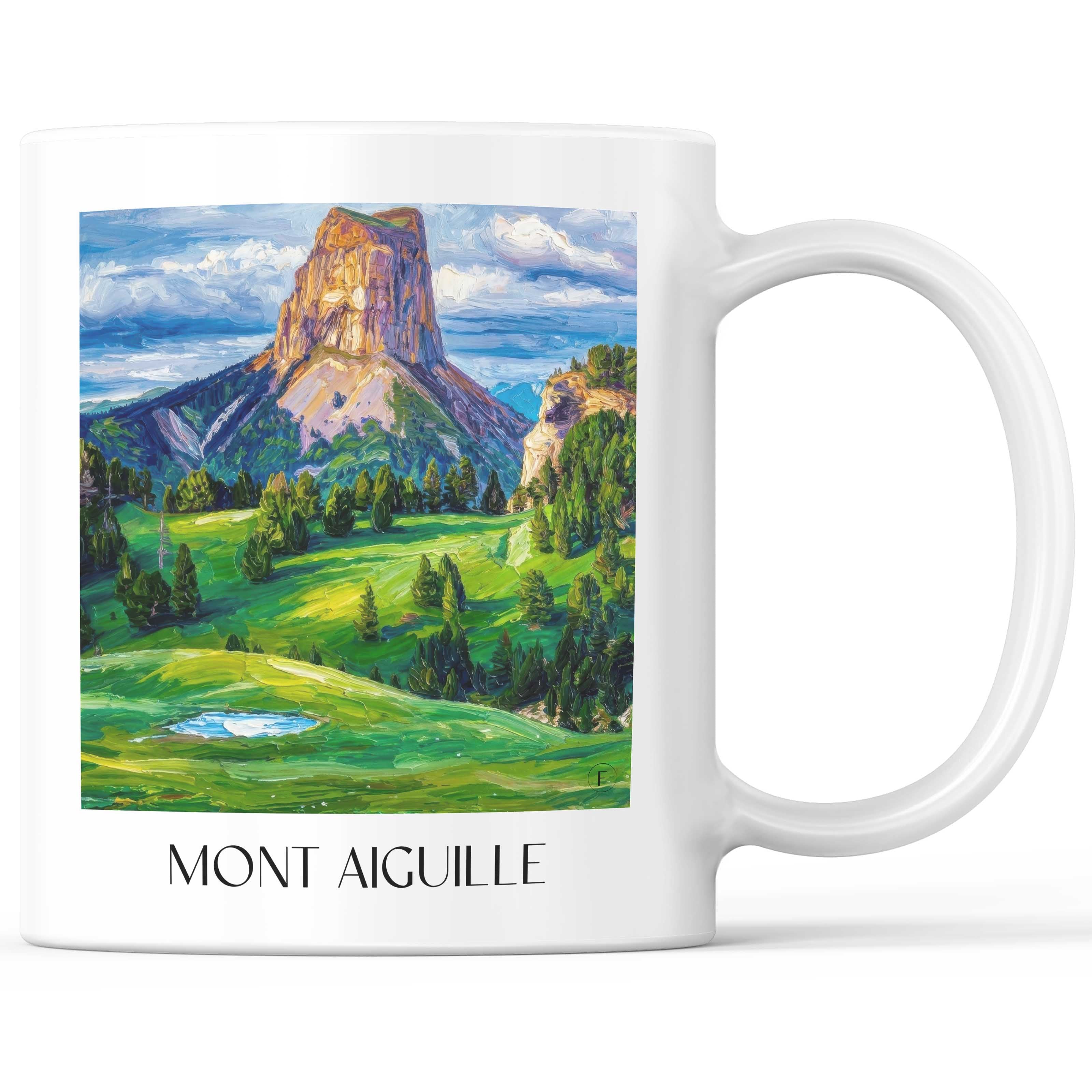 Mont Aiguille Kaffeebecher - Vercors - Frankreich Becher - Kaffeetasse im Ölgemälde Stil