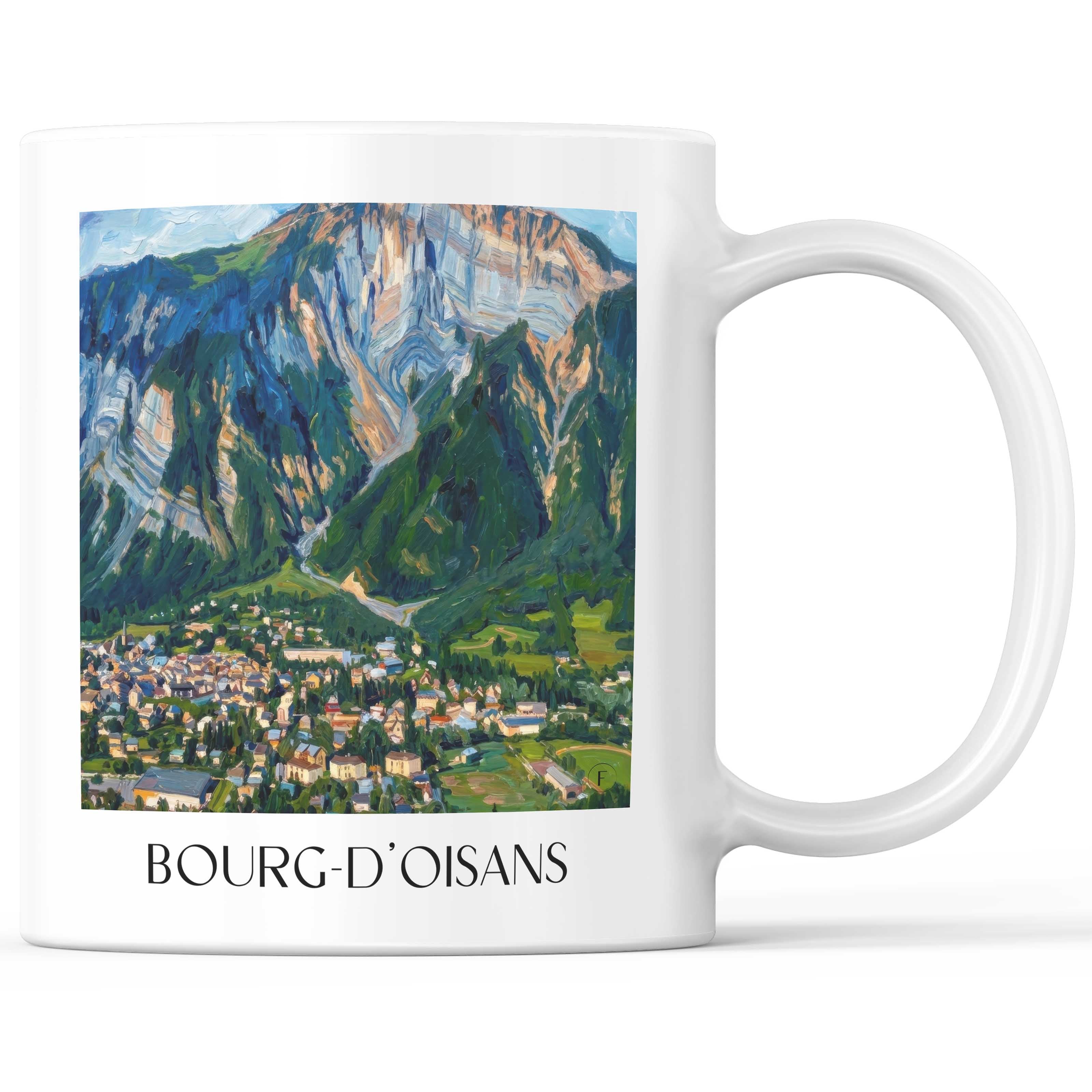 Bourg-d'Oisans Kaffeebecher - Isère - Frankreich Becher - Kaffeetasse im Ölgemälde Stil