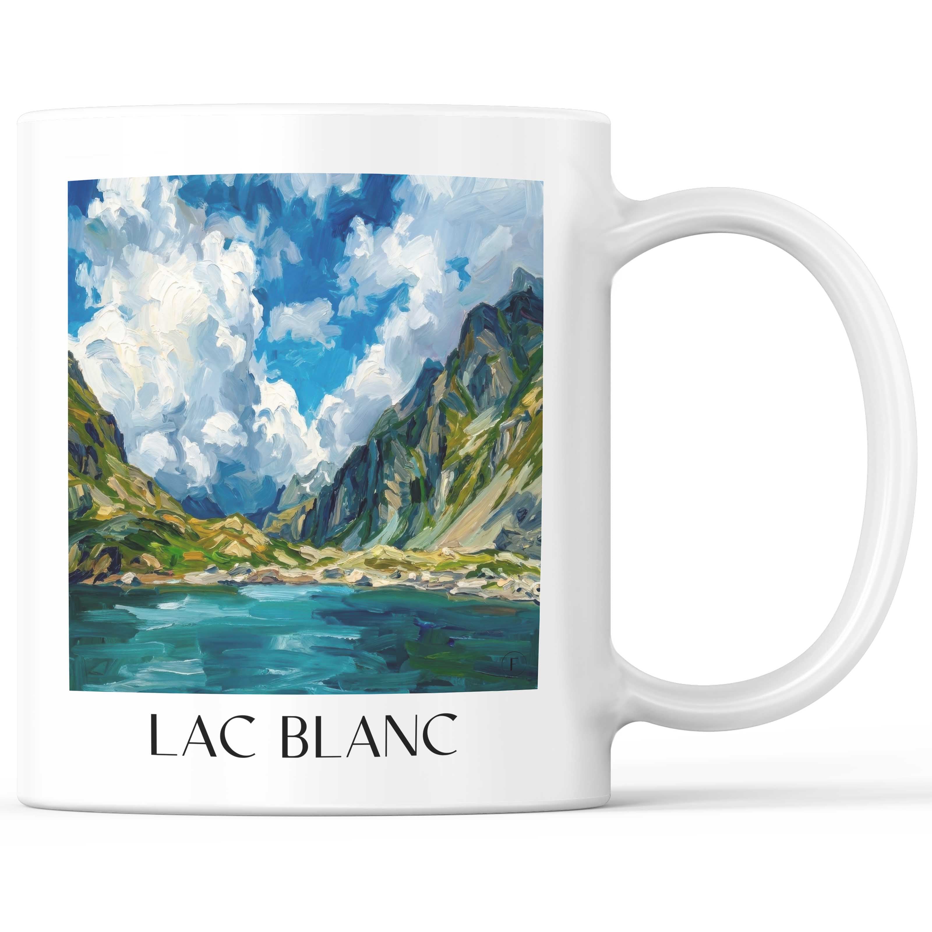 Lac Blanc Kaffeebecher - Isère - Frankreich Becher - Kaffeetasse im Ölgemälde Stil