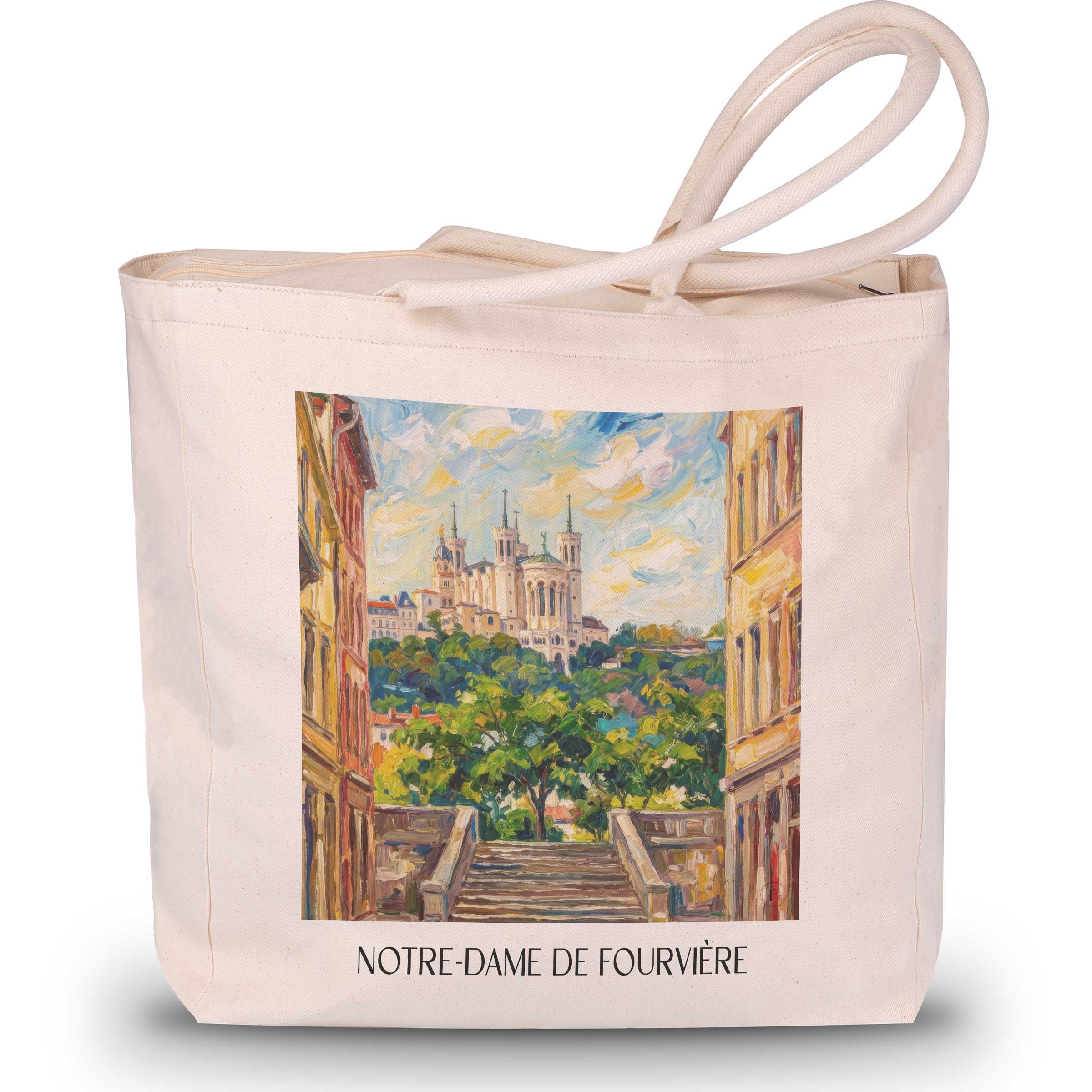 notre-dame-de-fourvière-lyon-frankreich-einkaufstasche-oil-painting-oelgemaelde