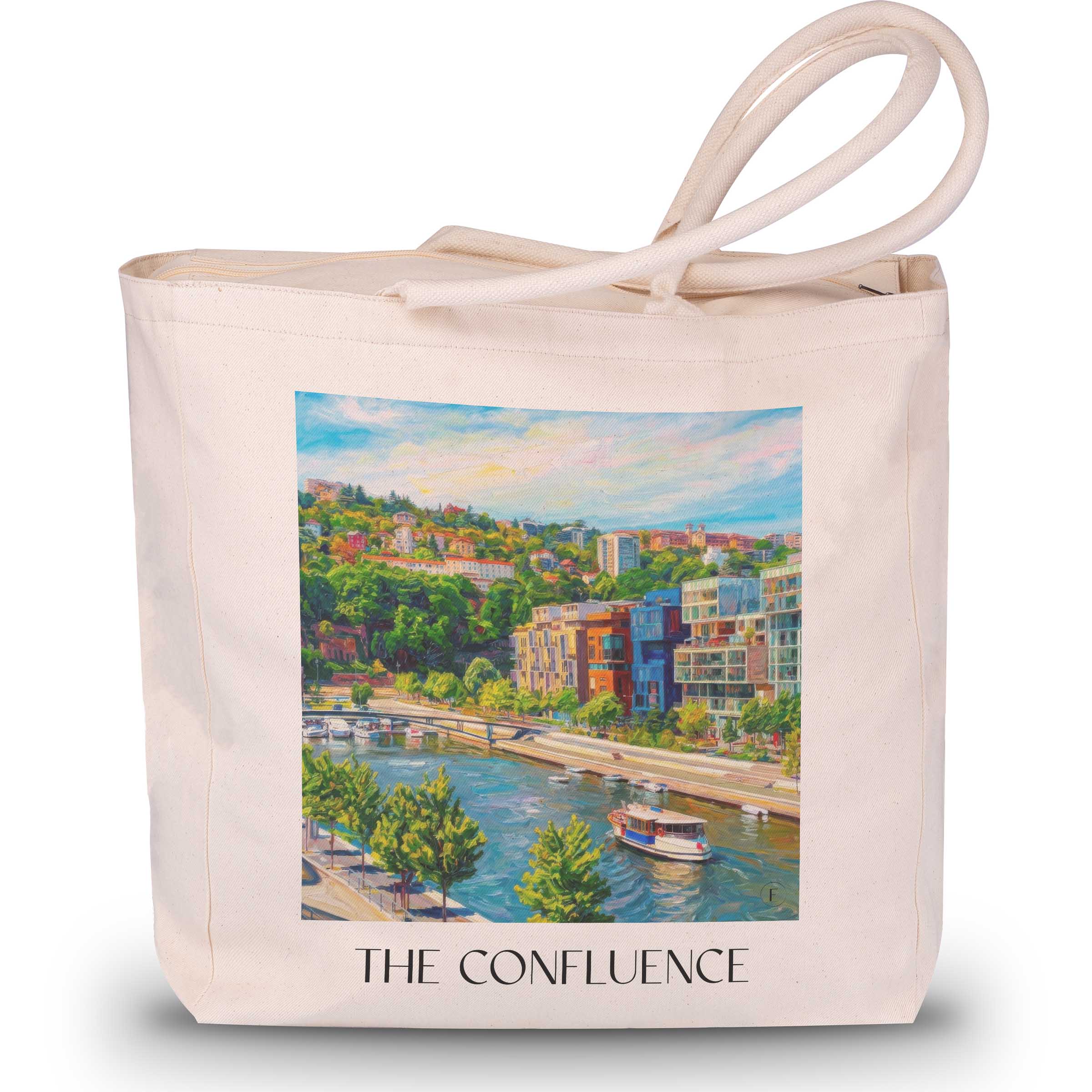La Confluence Shopping Tasche - Lyon - Frankreich Tote Bag - Einkaufstasche im Ölgemälde Stil