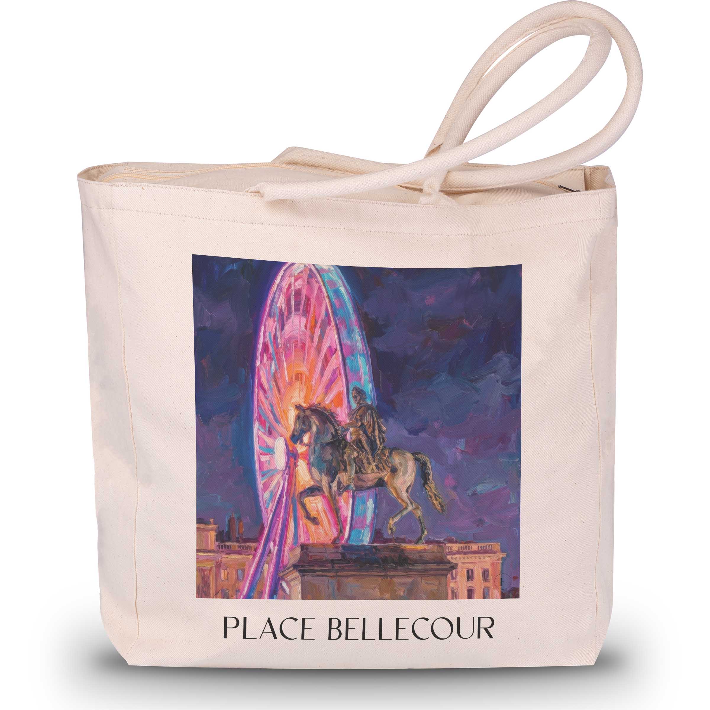 Place Bellecour Shopping Tasche - Lyon - Frankreich Tote Bag - Einkaufstasche im Ölgemälde Stil