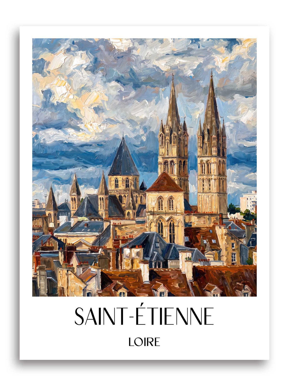 Saint-Étienne Poster - Loire - Frankreich Kunstdruck - Ölgemälde von A4 bis A1