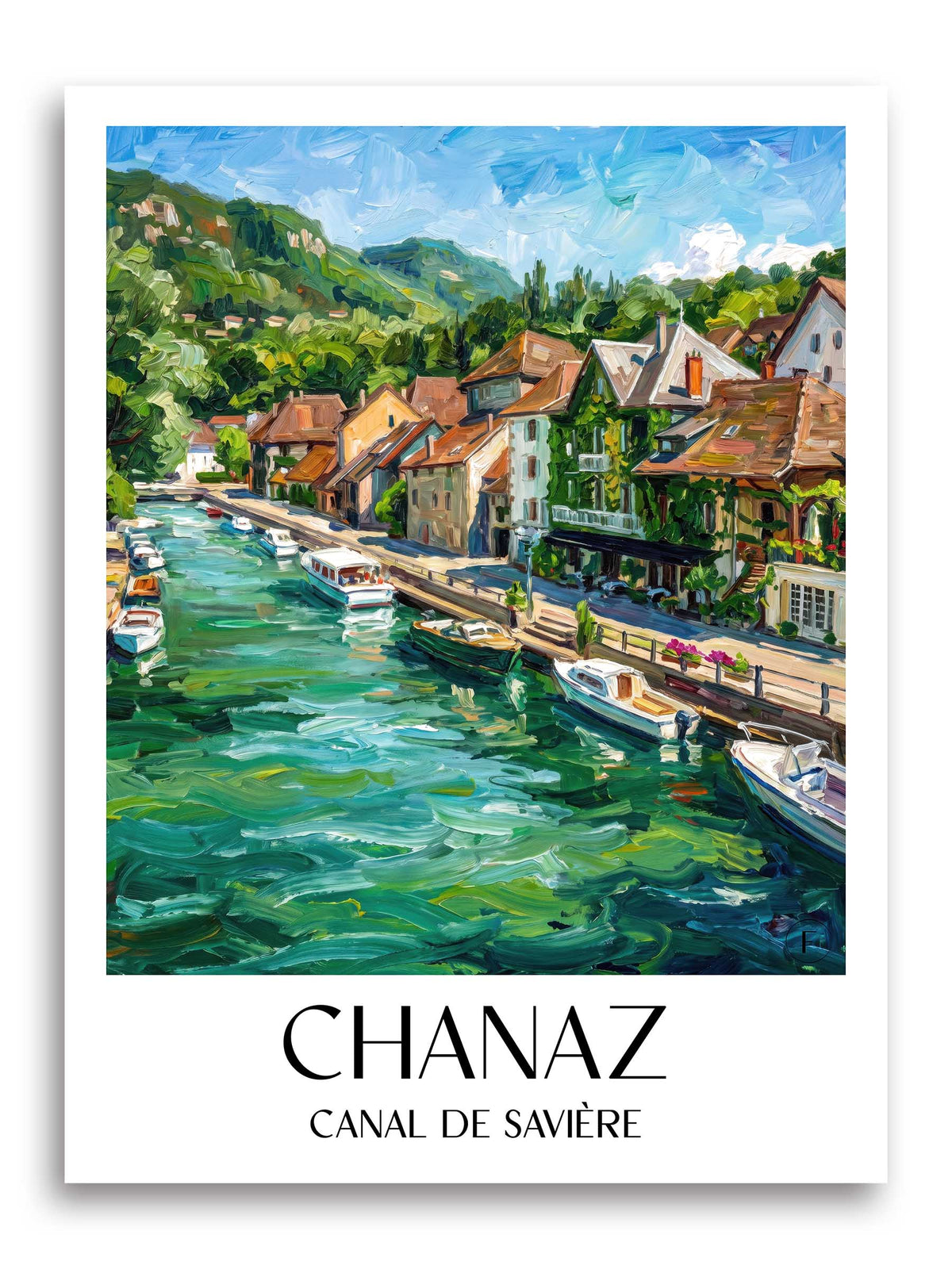 Chanaz Poster - Canal de Savière - Frankreich Kunstdruck - Ölgemälde von A4 bis A1