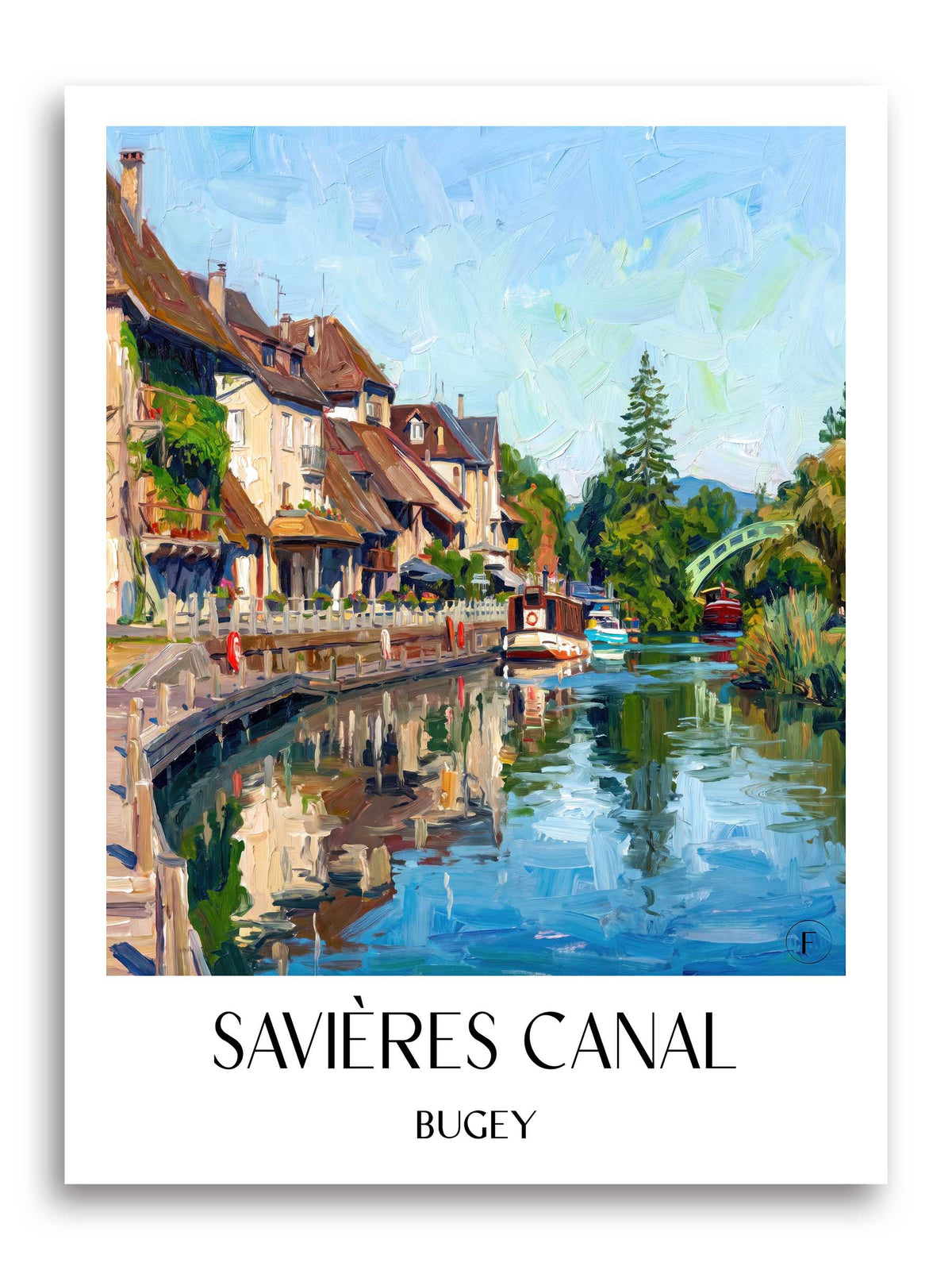 Canal de Savières Poster - Bugey - Frankreich Kunstdruck - Ölgemälde von A4 bis A1