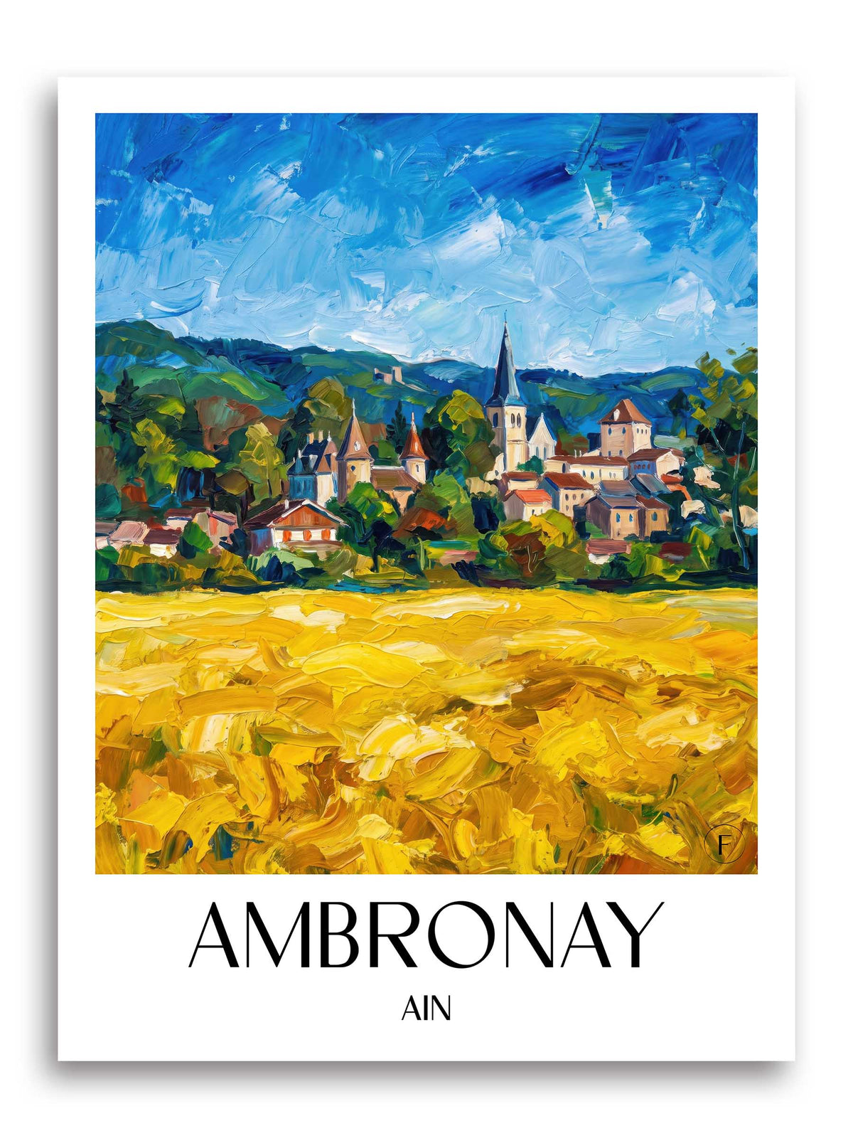 Ambronay Poster - Ain - Frankreich Kunstdruck - Ölgemälde von A4 bis A1