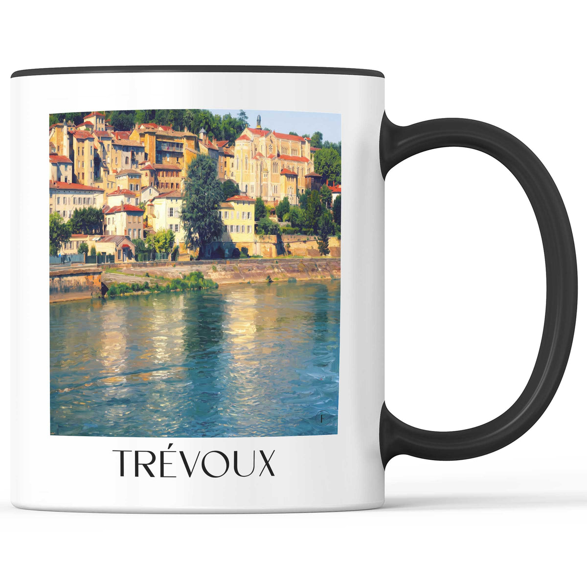 Trévoux Kaffeebecher - Val de Saône - Frankreich Becher - Kaffeetasse im Ölgemälde Stil