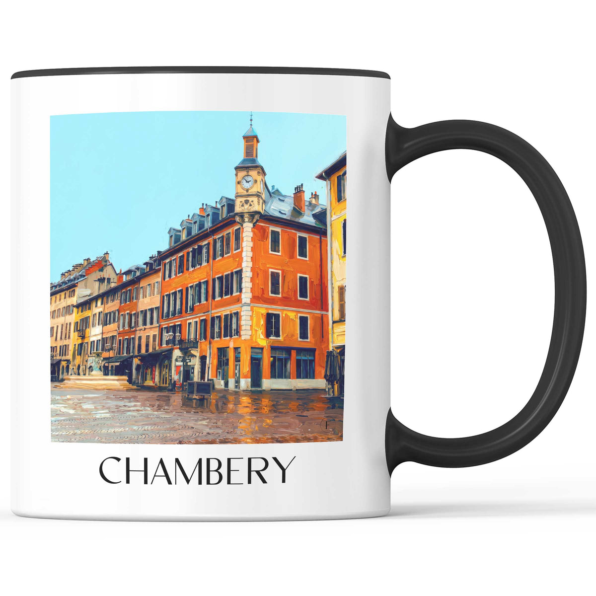 Chambéry Kaffeebecher - Savoie - Frankreich Becher - Kaffeetasse im Ölgemälde Stil